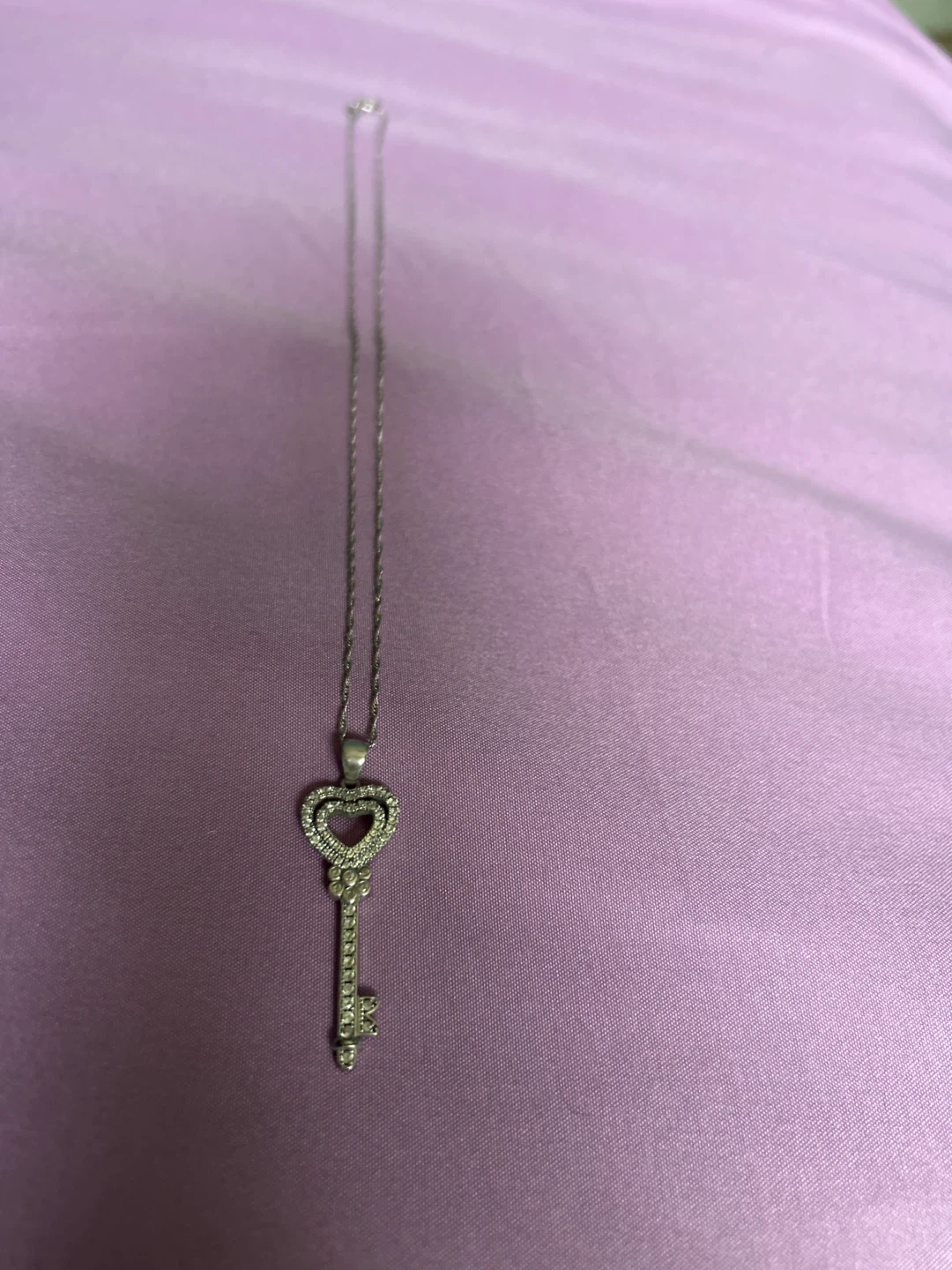 Silver Heart Key Necklace - photo 3