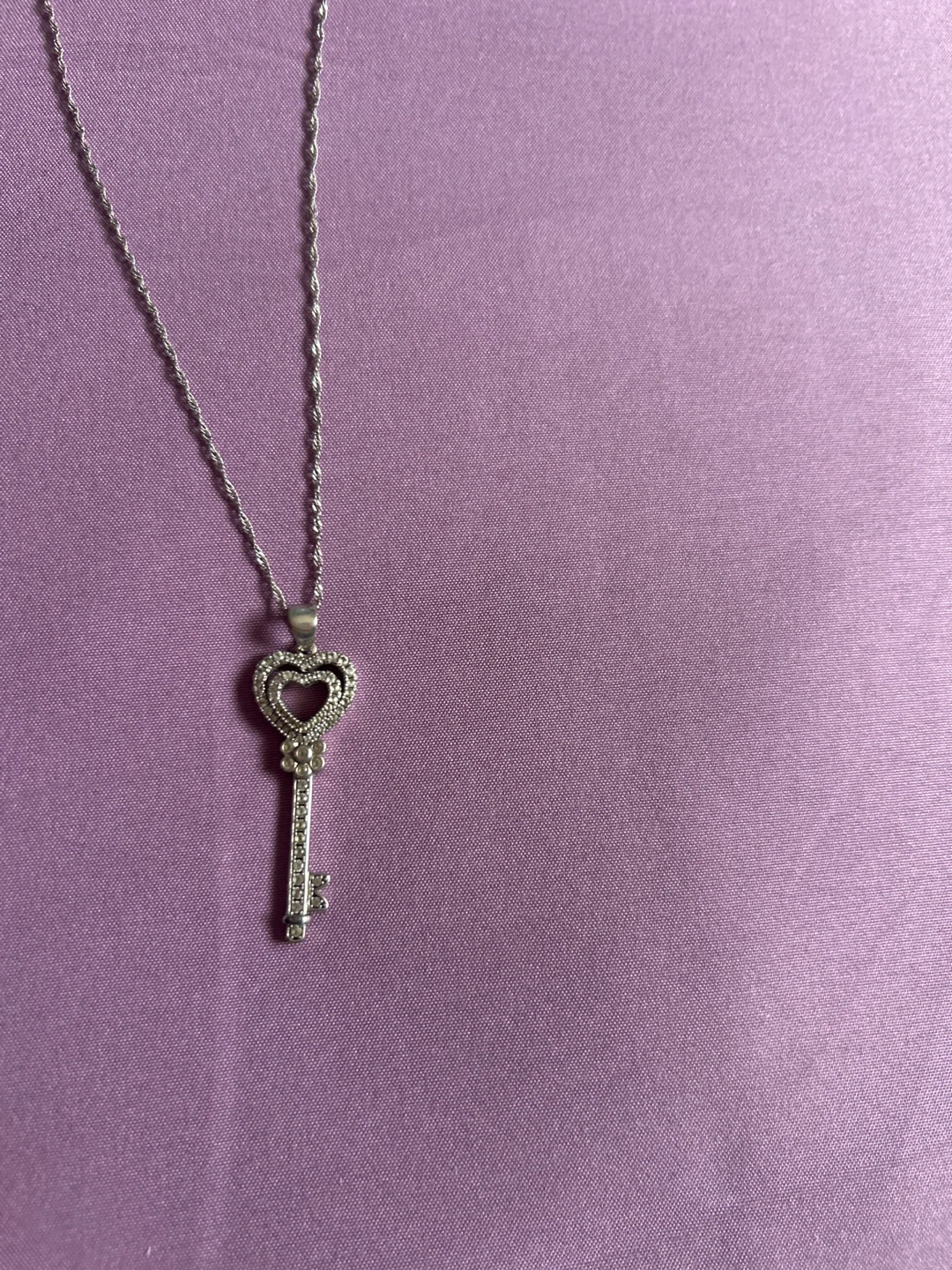 Silver Heart Key Necklace - photo 2