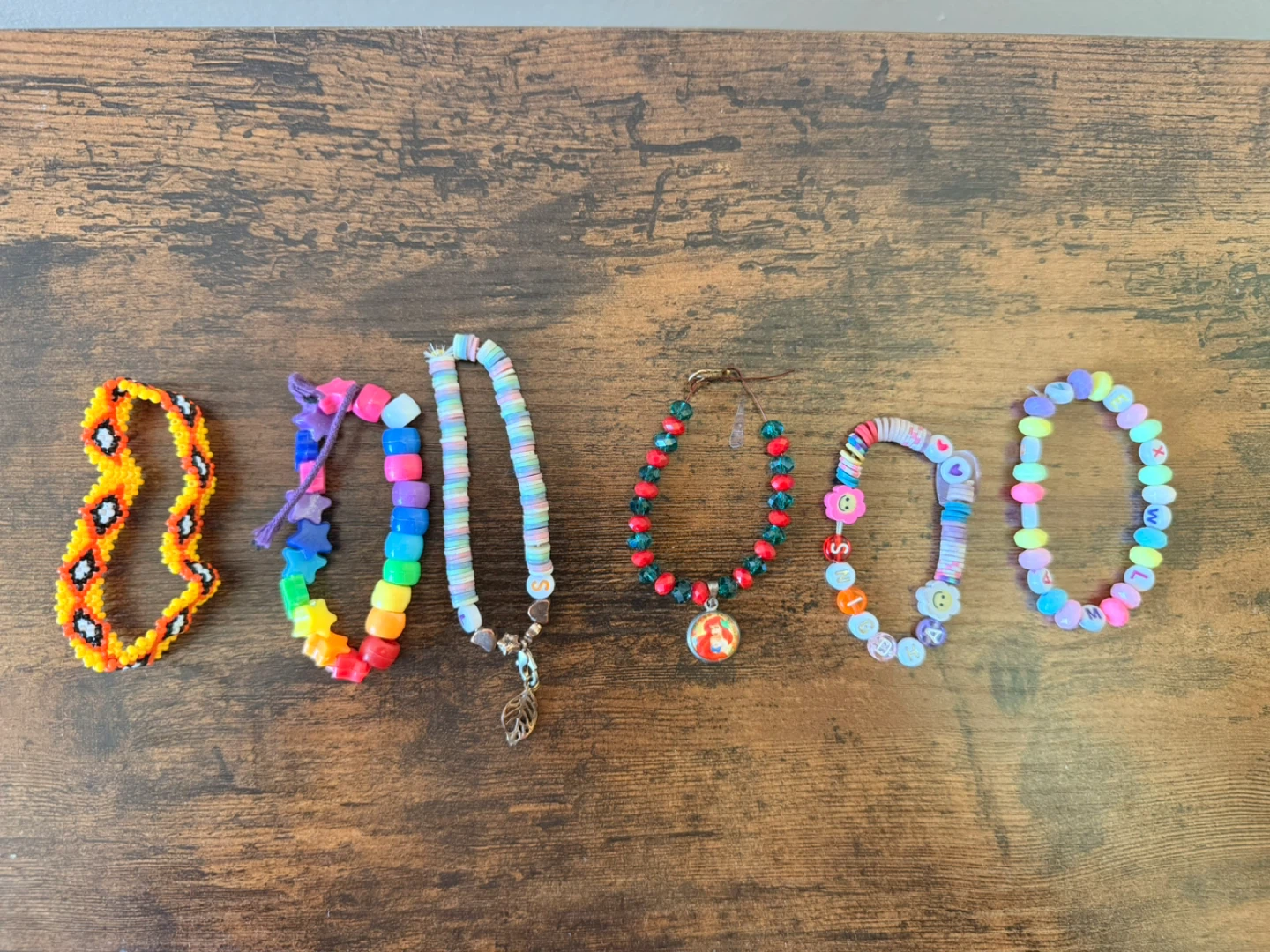 Set of 6 Handmade Beaded Bracelets for Kids