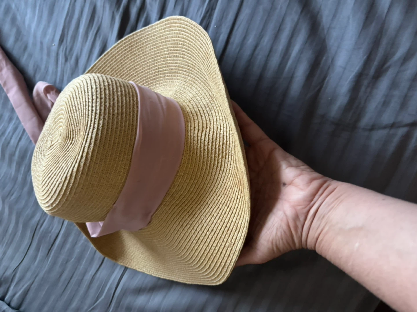 Nine West Straw Sun Hat with Pink Ribbon - photo 3