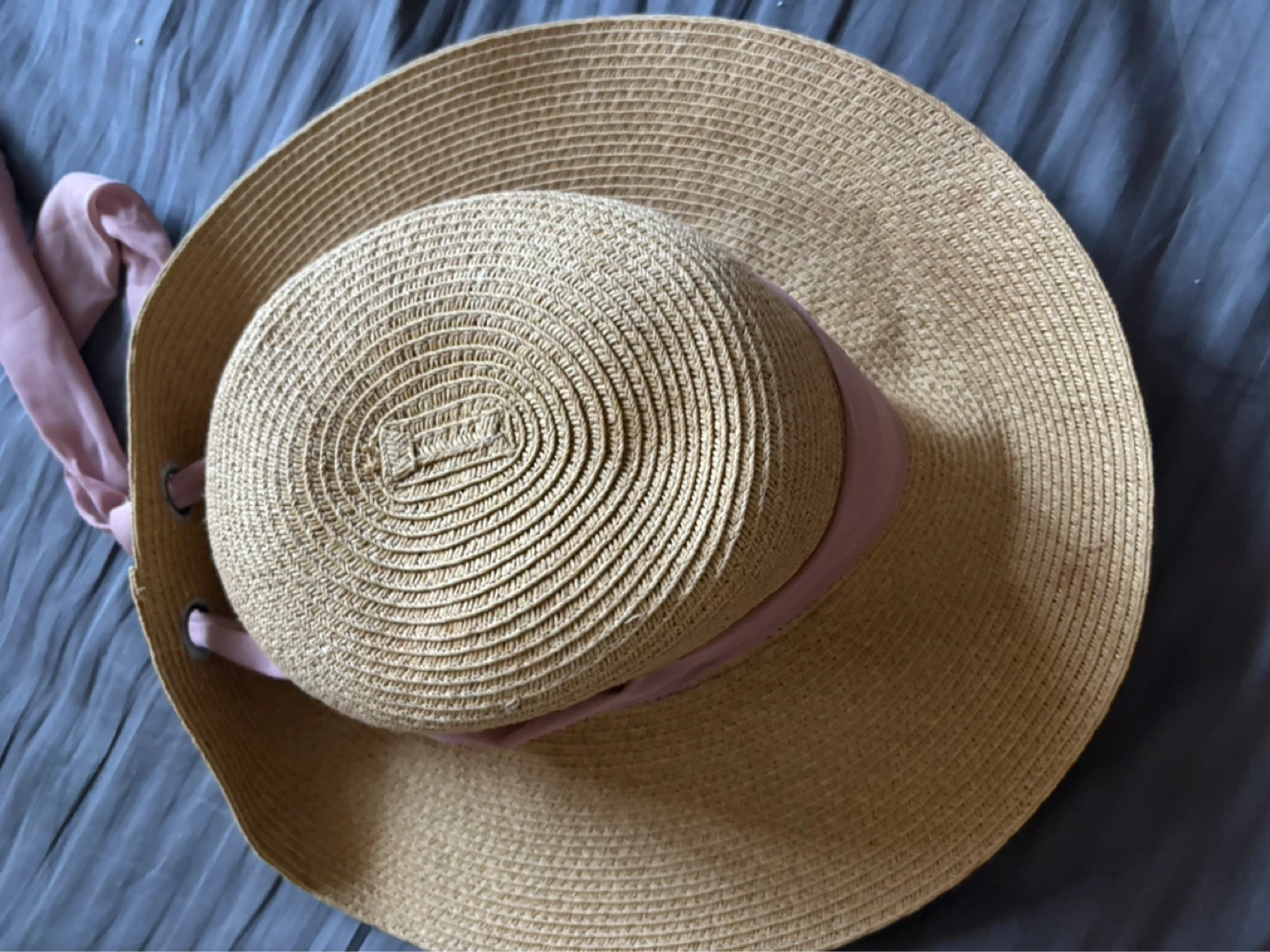 Nine West Straw Sun Hat with Pink Ribbon - photo 2