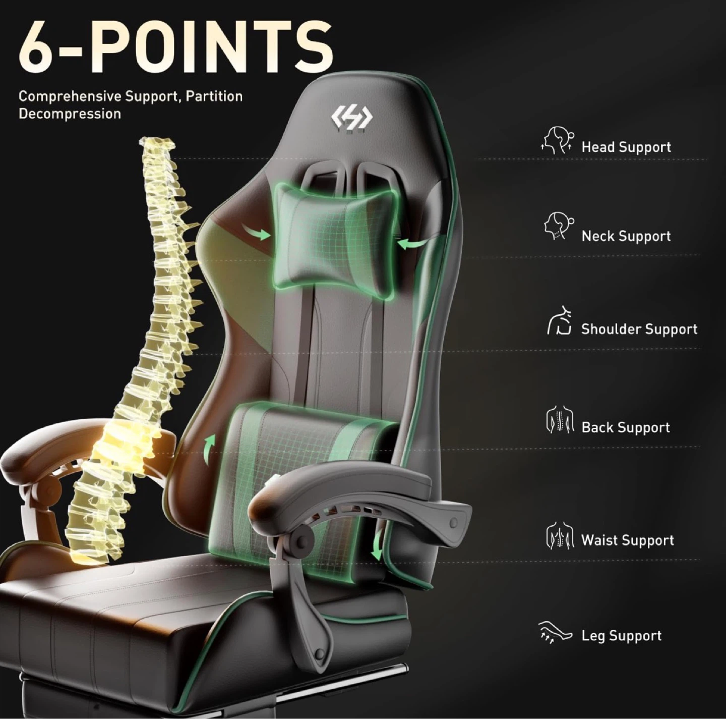 Gaming Chair with Headrest and Footrest - photo 3