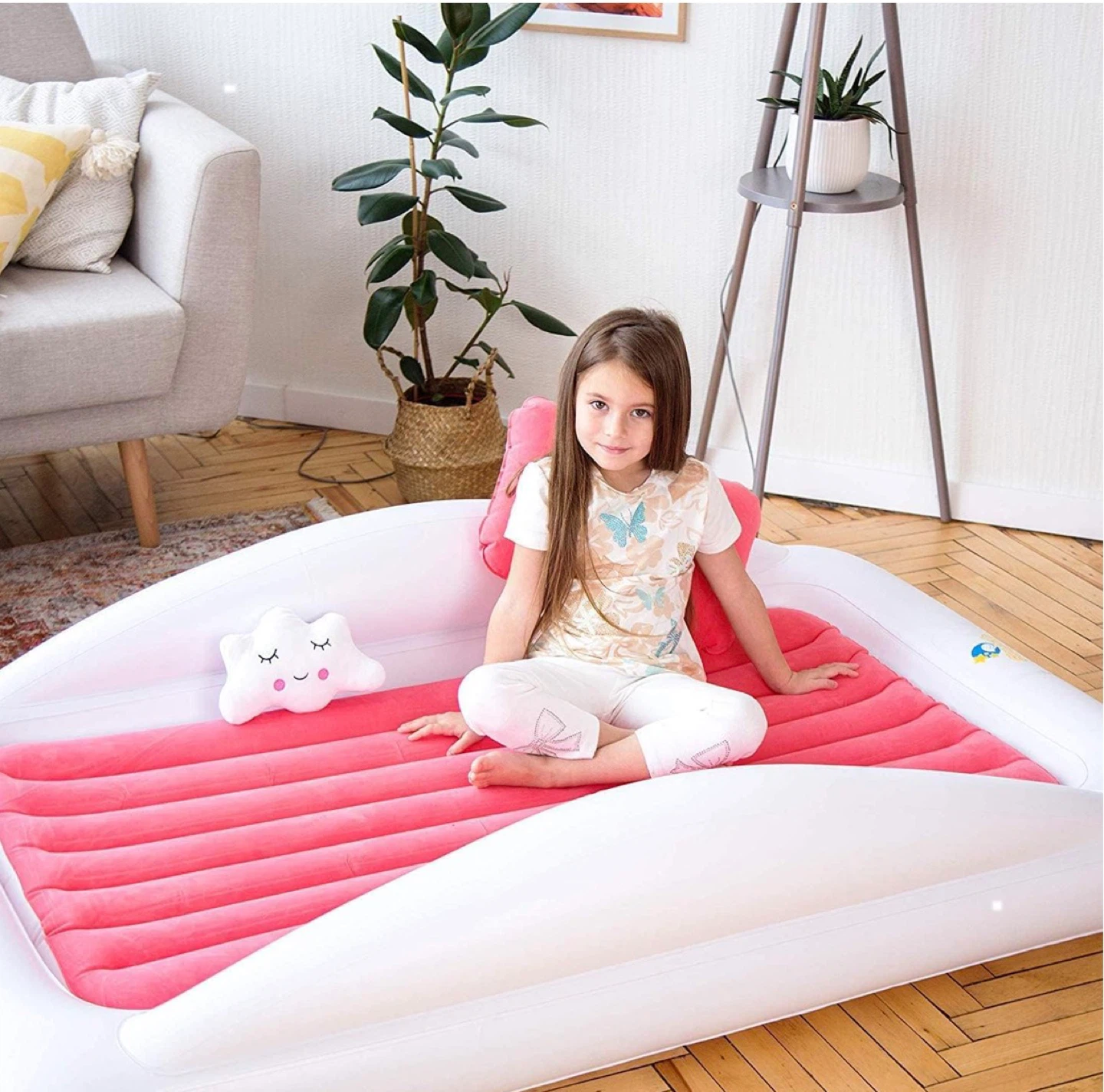New Inflatable Toddler Travel Bed - pink coral