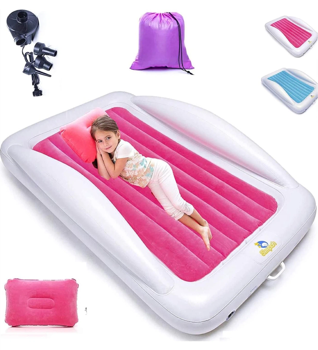 New Inflatable Toddler Travel Bed - pink coral - photo 3