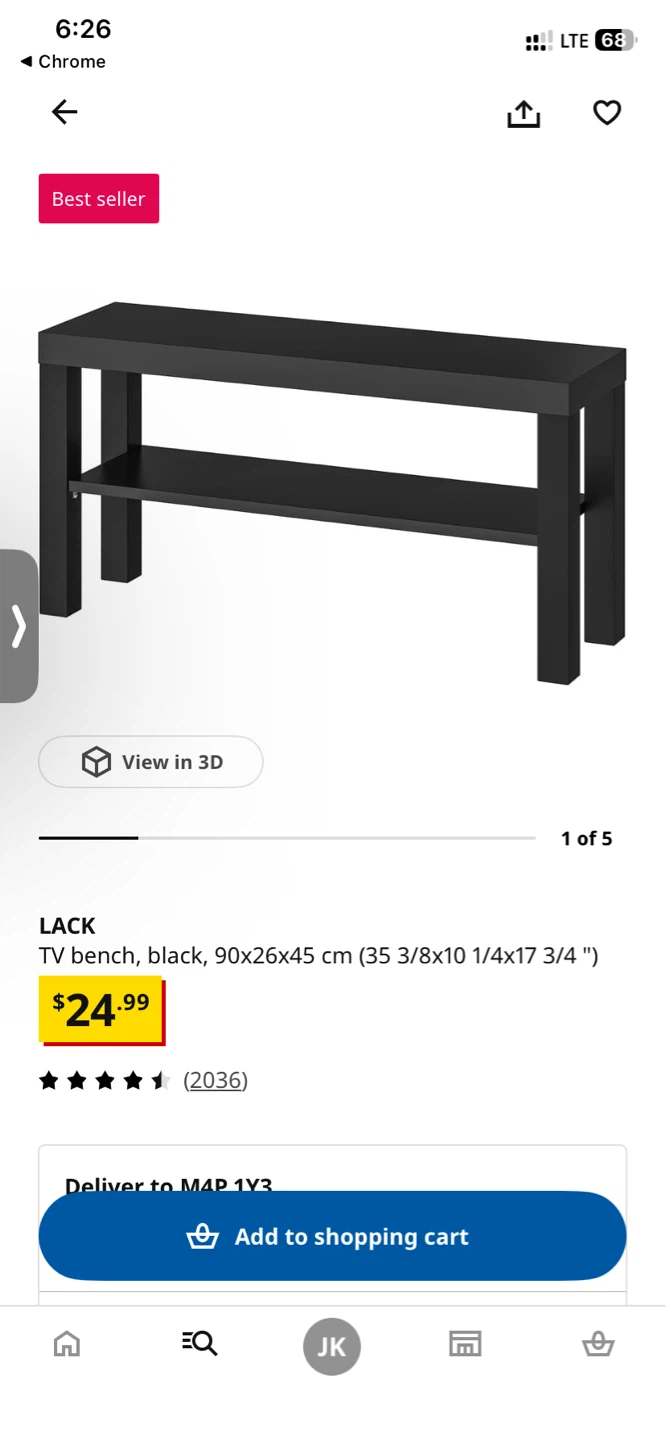 IKEA LACK TV bench, black, 90x26x45 cm