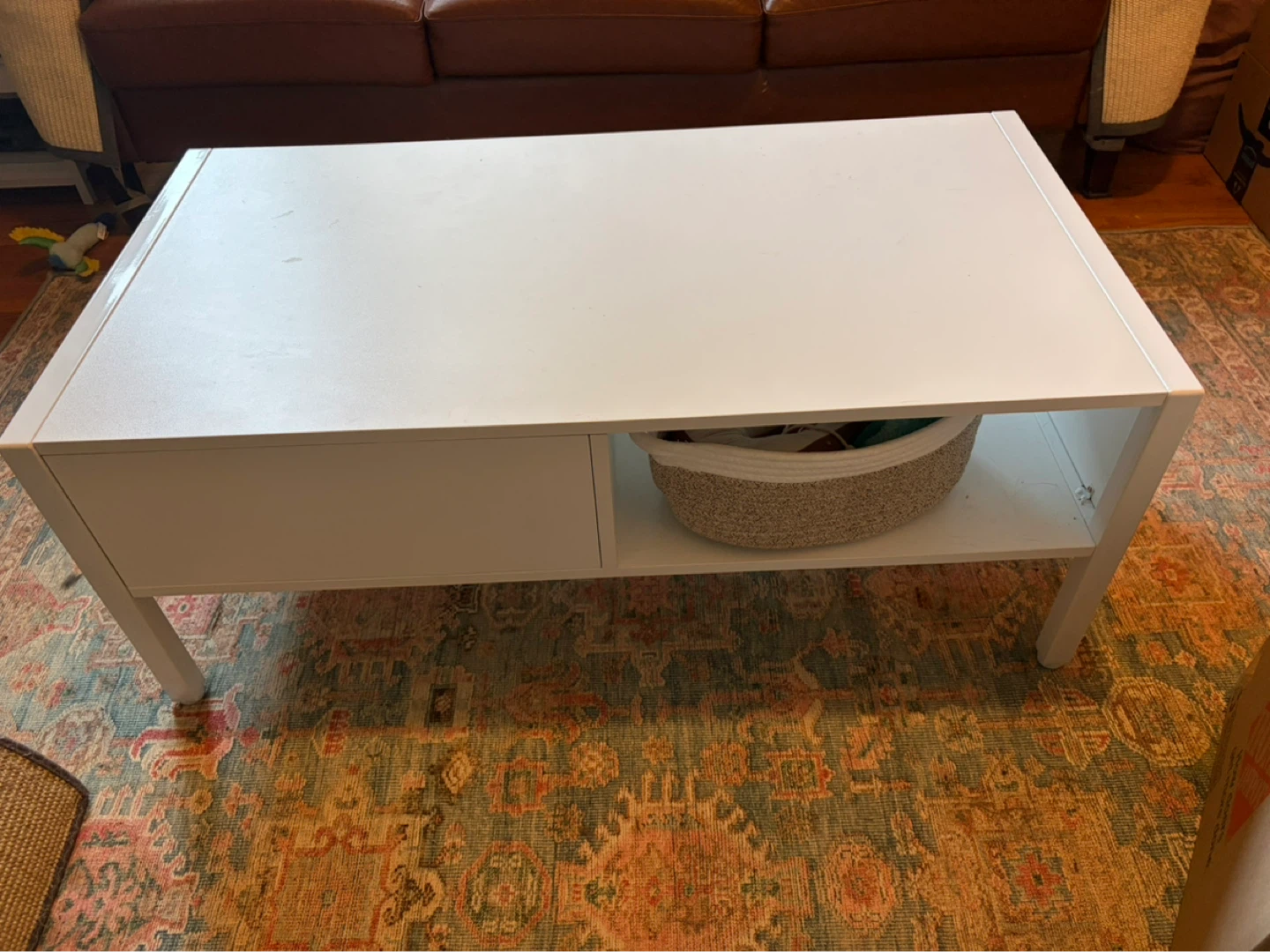 Rattan Coffee Table - White/Natural - photo 2