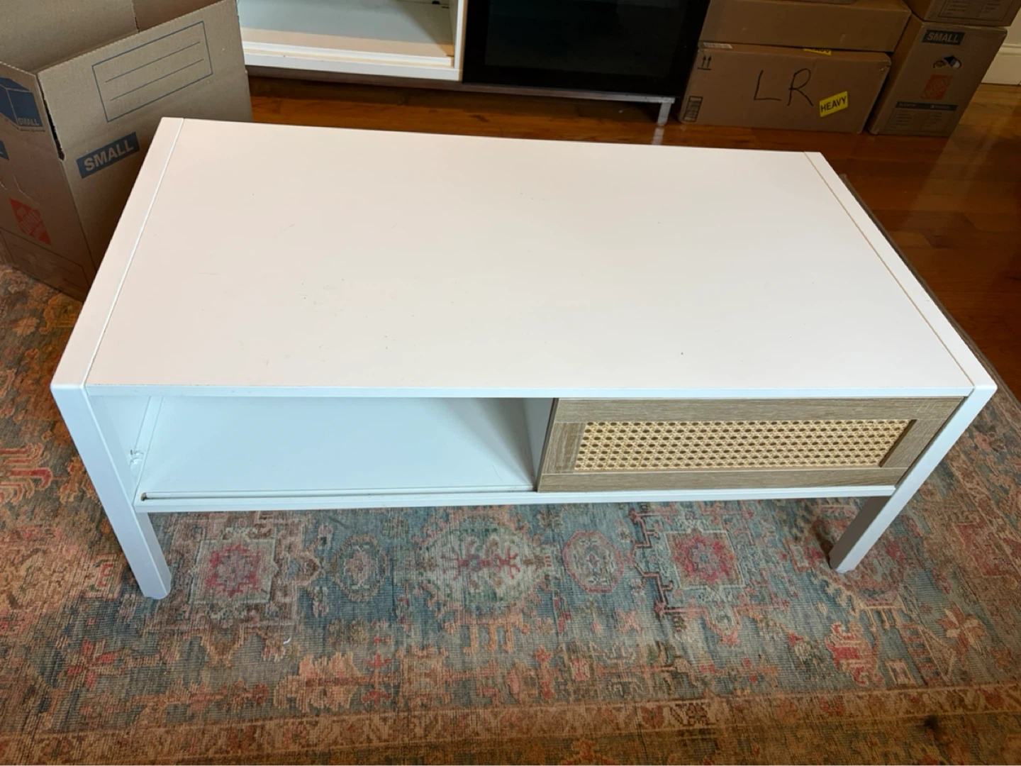 Rattan Coffee Table - White/Natural