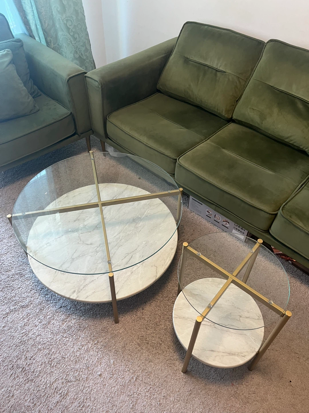 Green Velvet Sofa and Armchair Set - photo 4