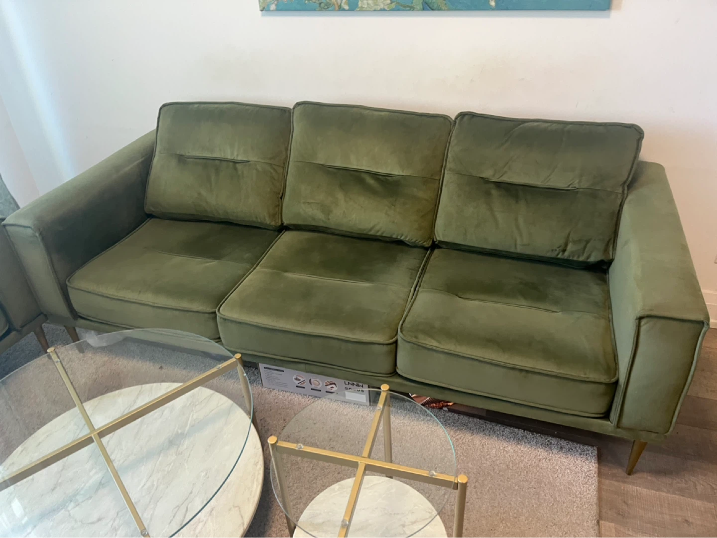 Green Velvet Sofa and Armchair Set - photo 2
