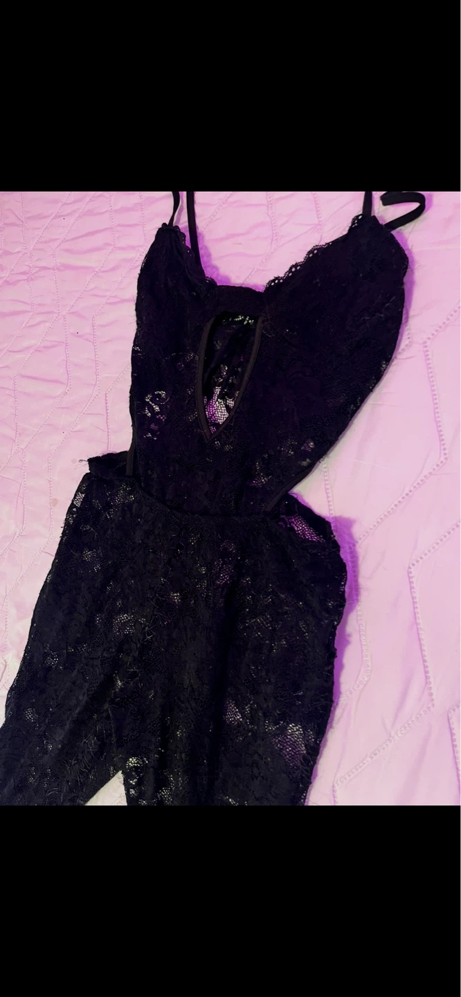 Black Lace Flare Jumpsuit medium