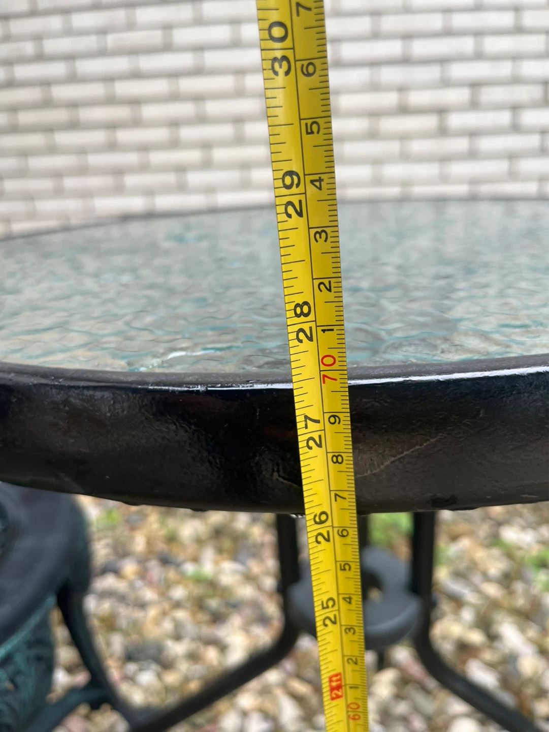 Round Tempered Glass Metal Table with 2 hard plastic chairs - photo 4