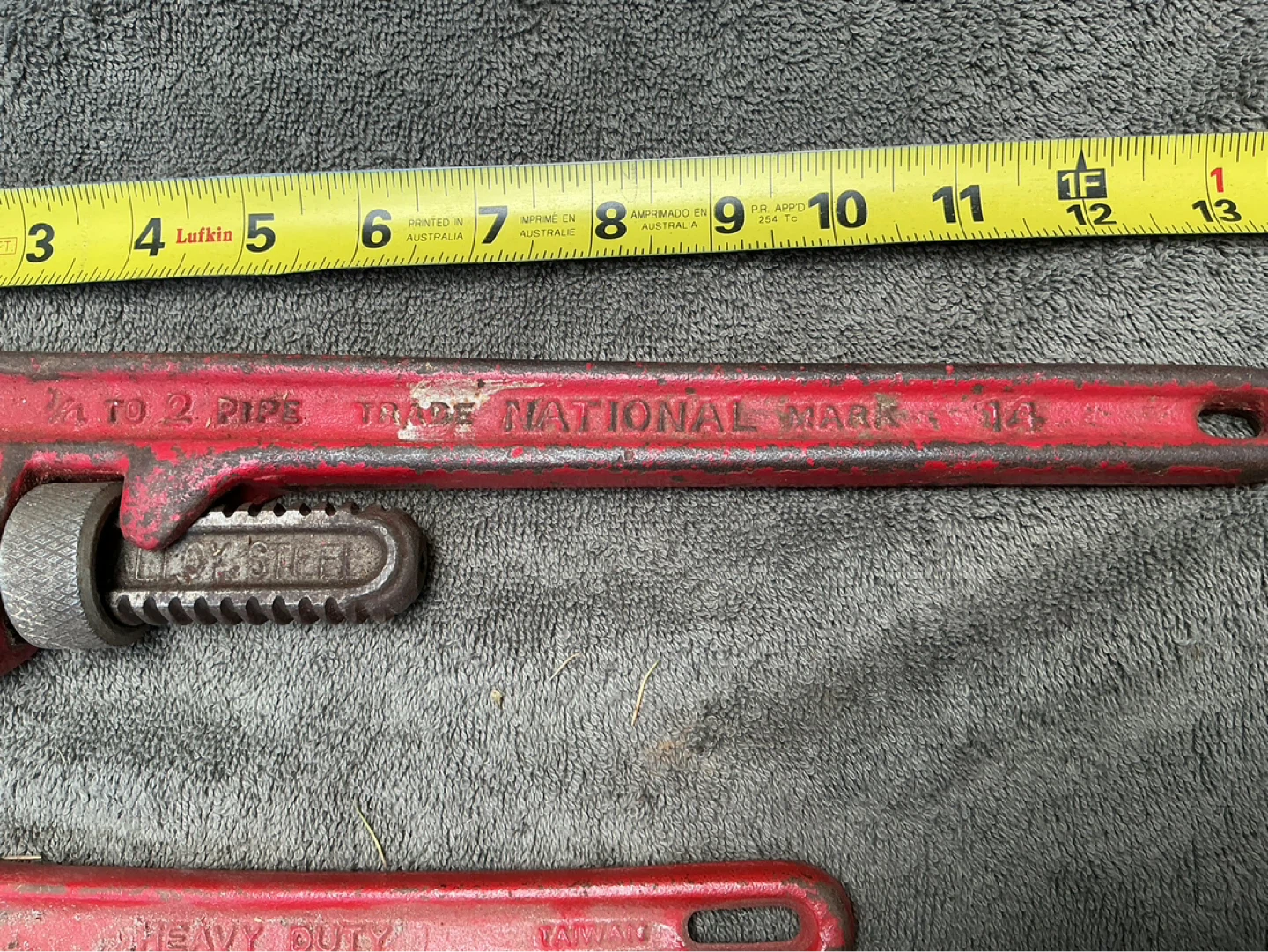 1. 14 inch & 2. 10 inch Pipe Wrenches NATIONAL TOOL & PROMARL - photo 3