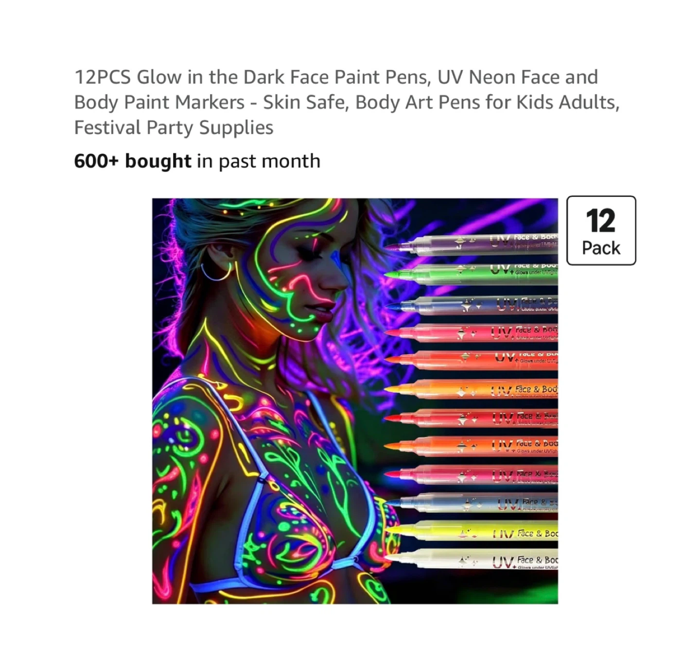 Brand new 12PCS Glow in the Dark Face Paint Pens