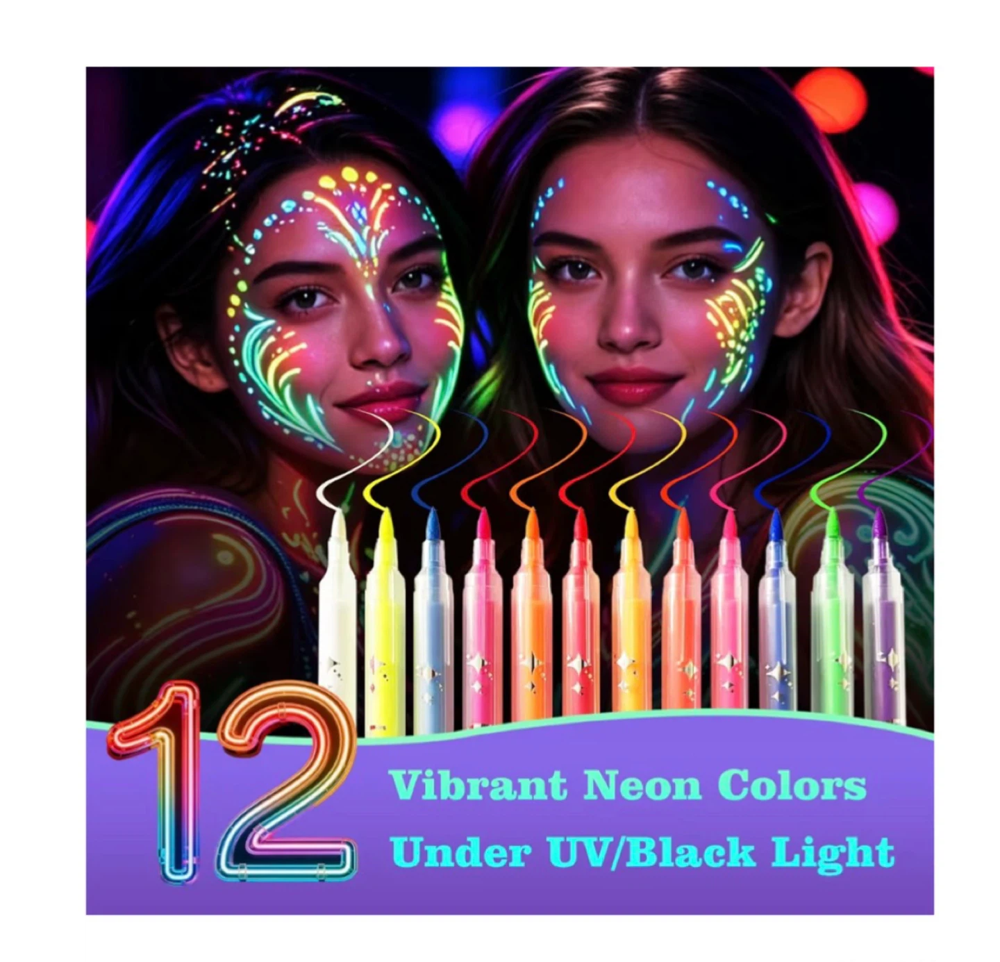 Brand new 12PCS Glow in the Dark Face Paint Pens - photo 3
