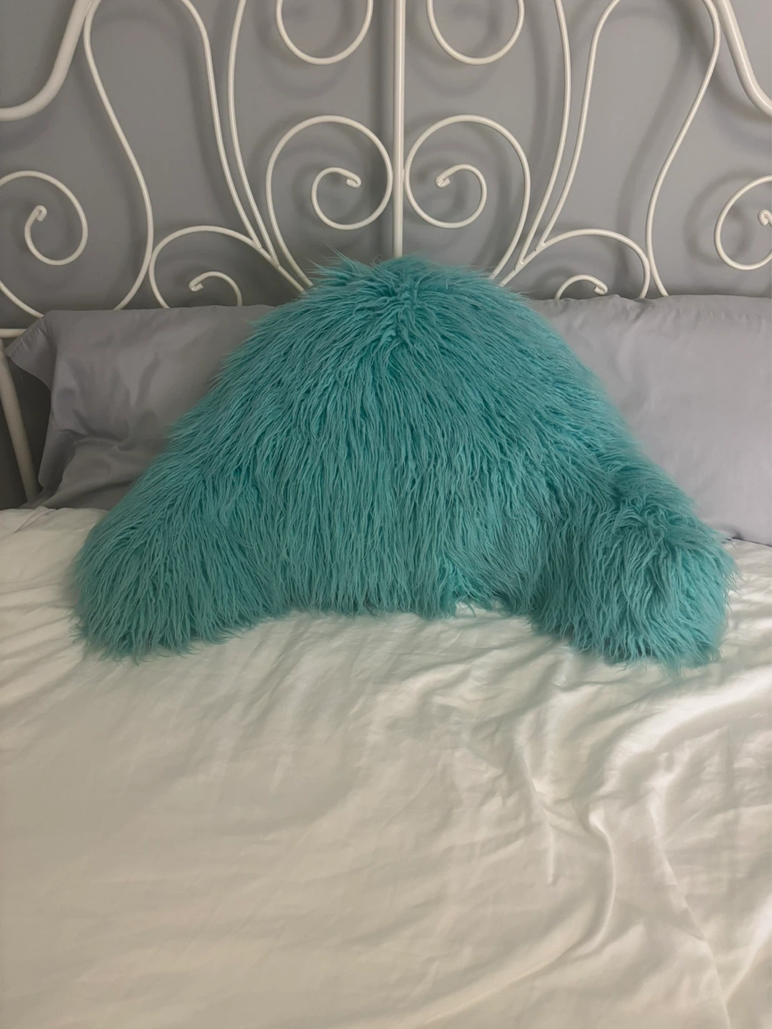 Teal Shaggy Bedrest Pillow