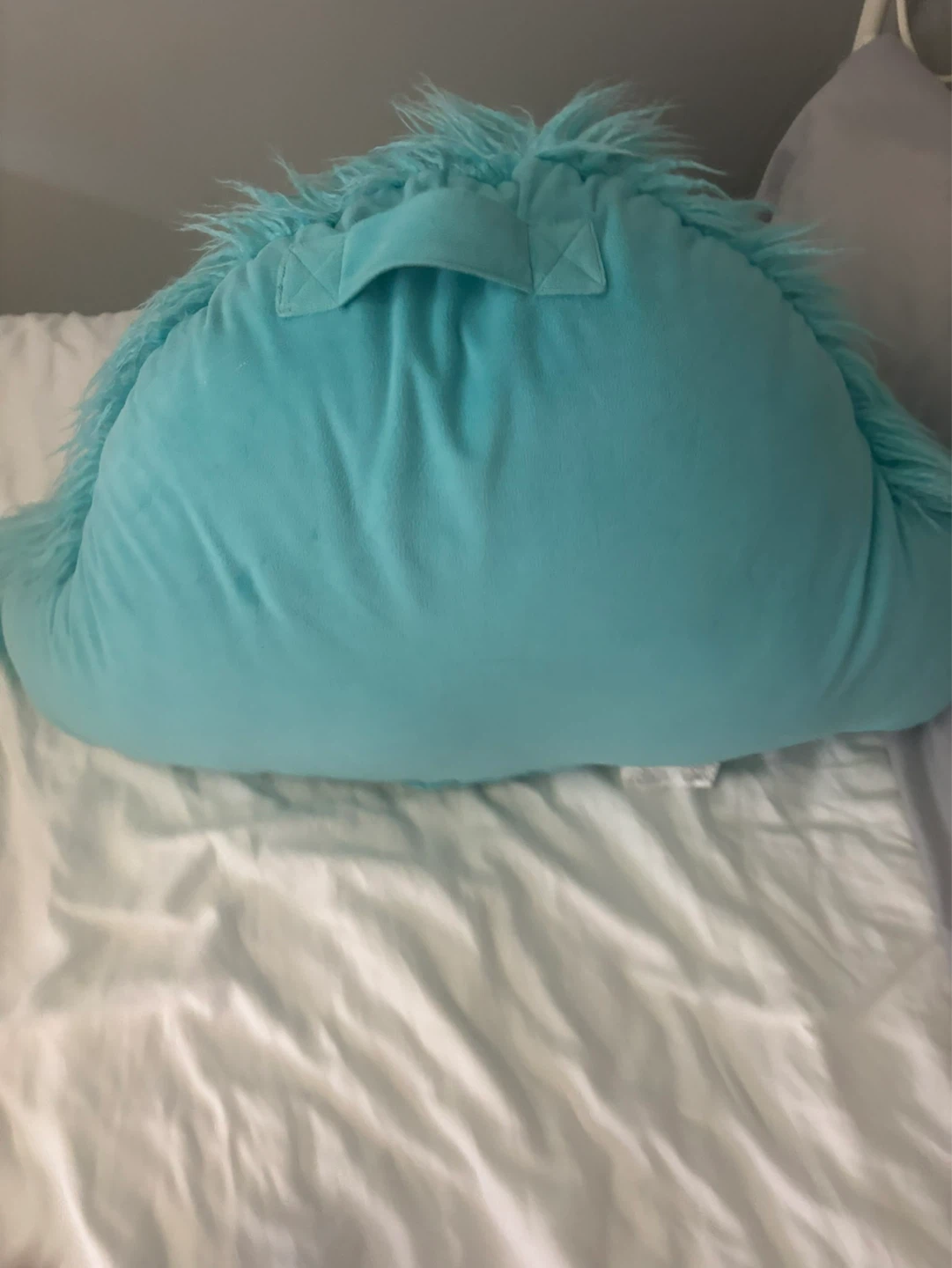 Teal Shaggy Bedrest Pillow - photo 3