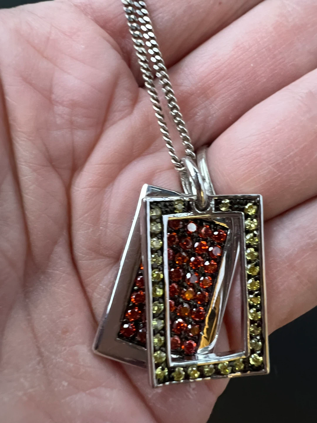Italian Sterling Silver Geometric Pendant Necklace - photo 2