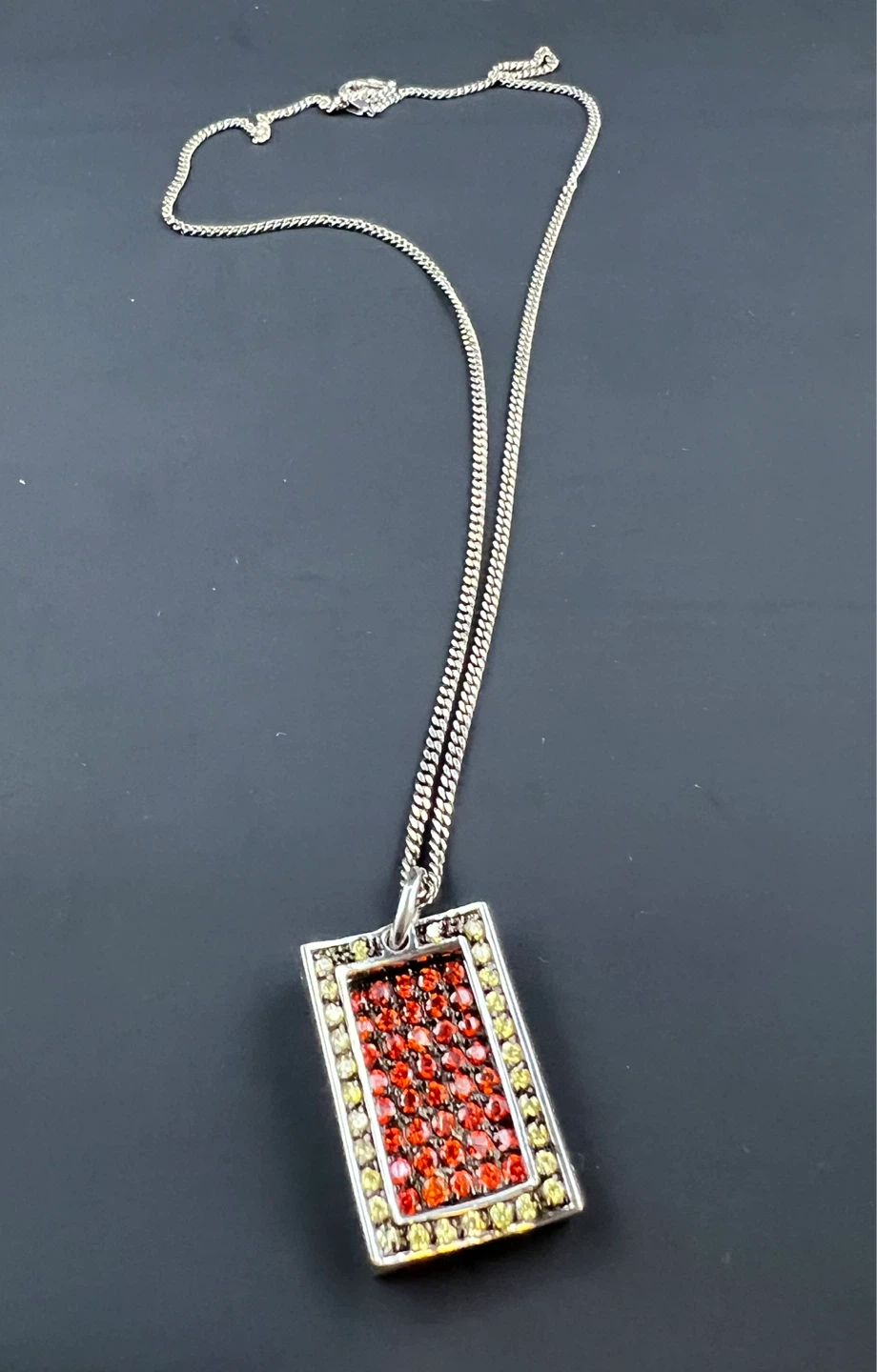 Italian Sterling Silver Geometric Pendant Necklace