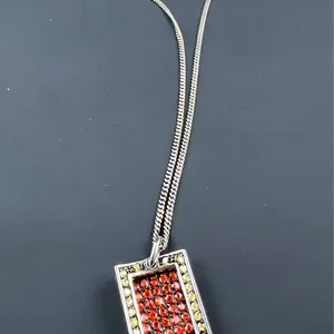 Italian Sterling Silver Geometric Pendant Necklace