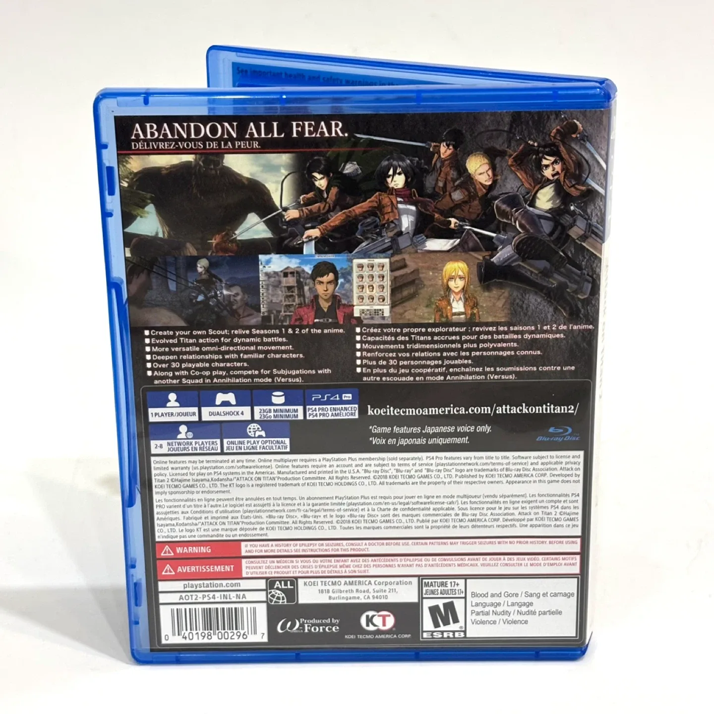 Attack on Titan 2 - PS4 - Mint Condition - photo 3