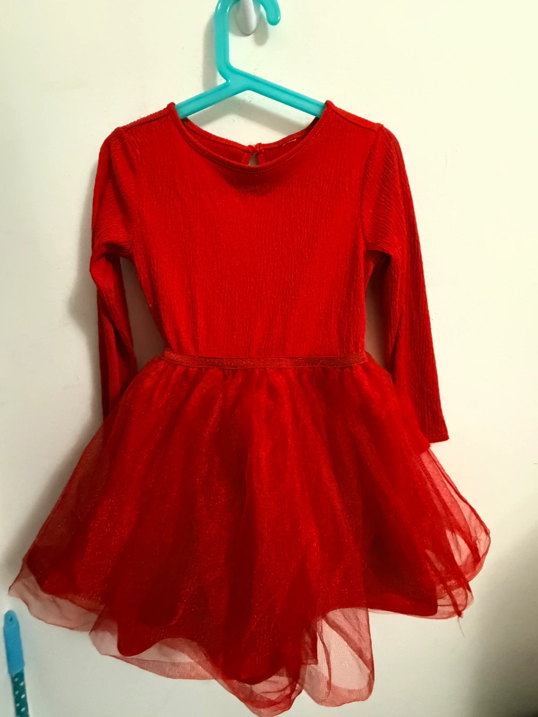 Girls Red Long Sleeve Tutu Dress