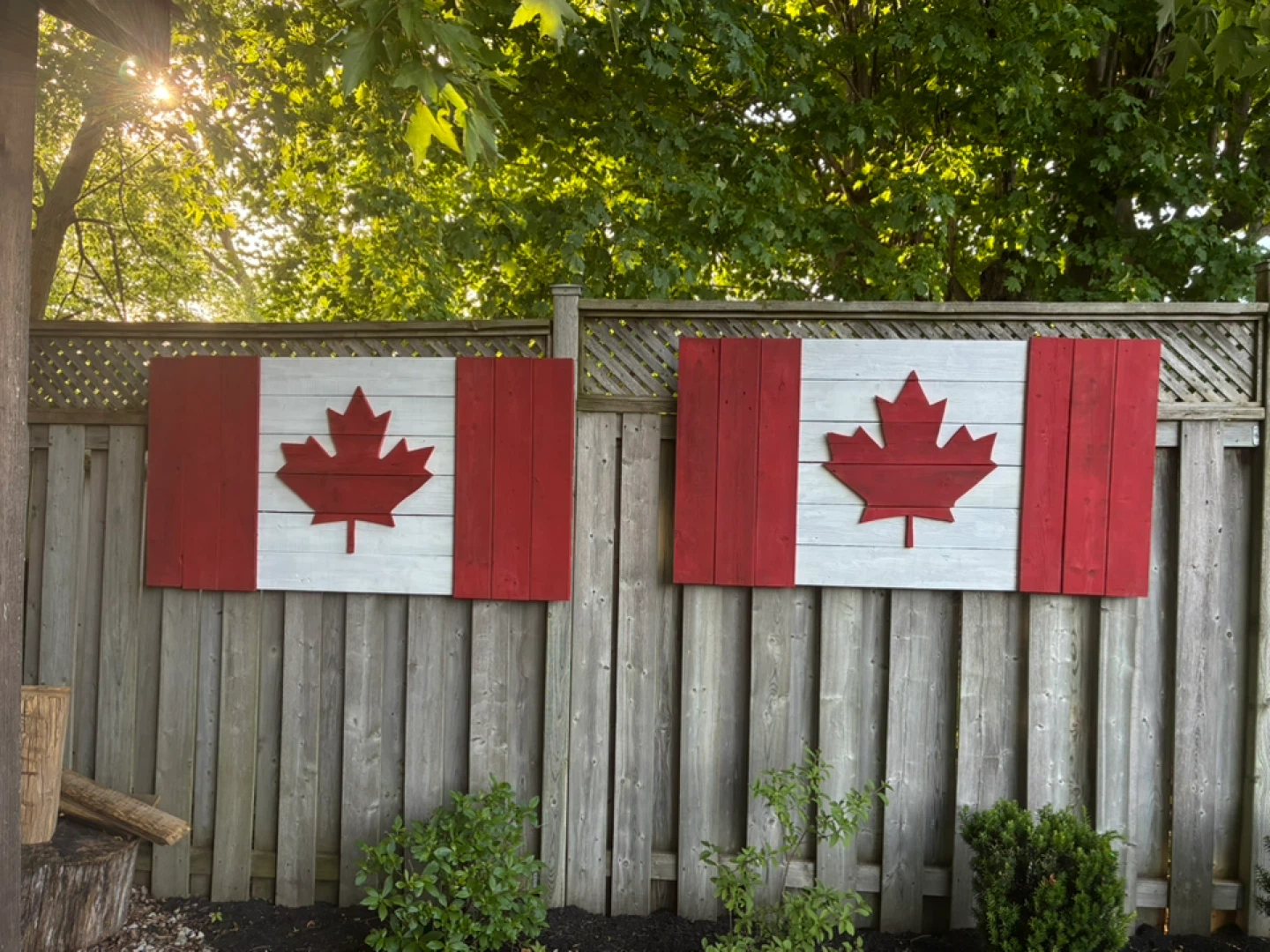 Two Canadian Flag Wooden Wall Art Decorations