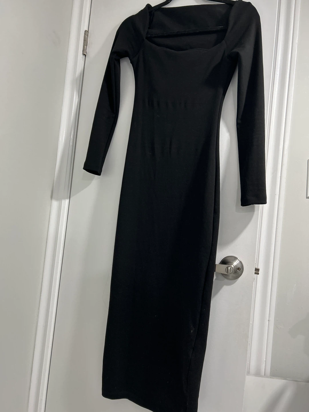 Zara Black Long Sleeve Square Neck Midi Dress - photo 2