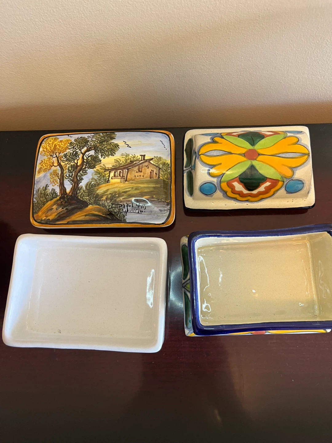 4 pcs Hand-painted Italian ceramic vases and dishes - photo 2