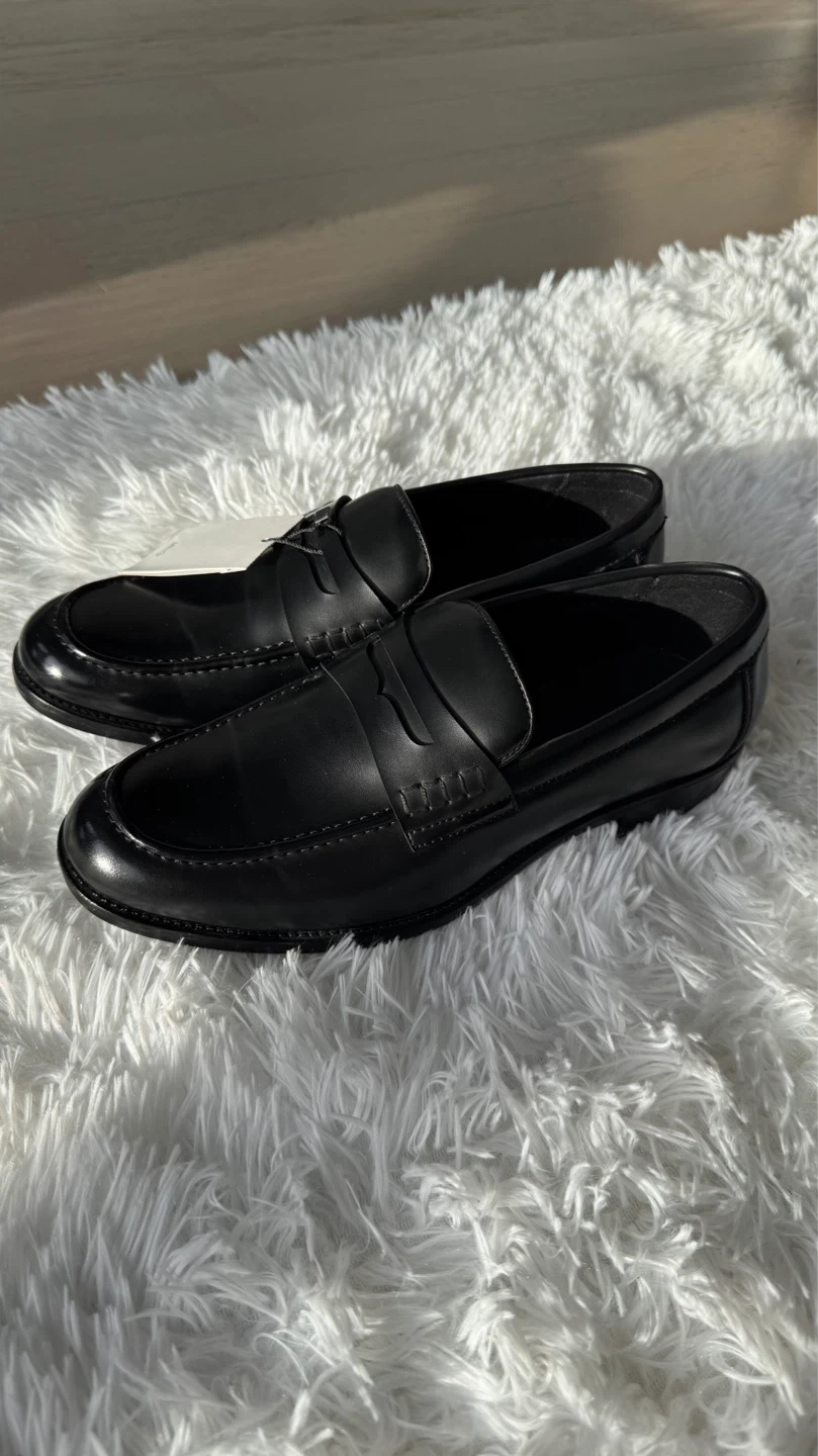 Black Nappa Leather-Effect Moccasins - Size 8.5 - photo 3
