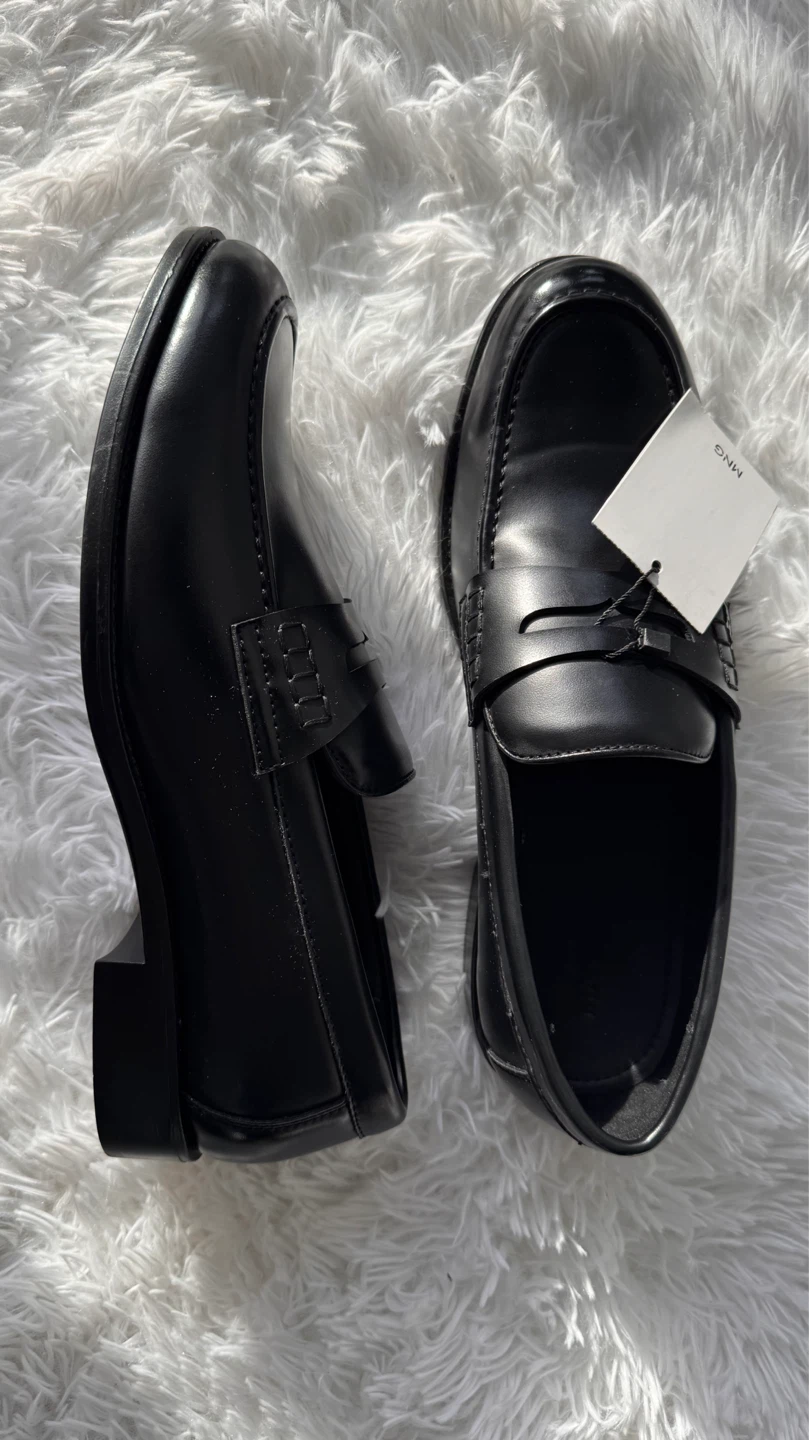 Black Nappa Leather-Effect Moccasins - Size 8.5 - photo 4
