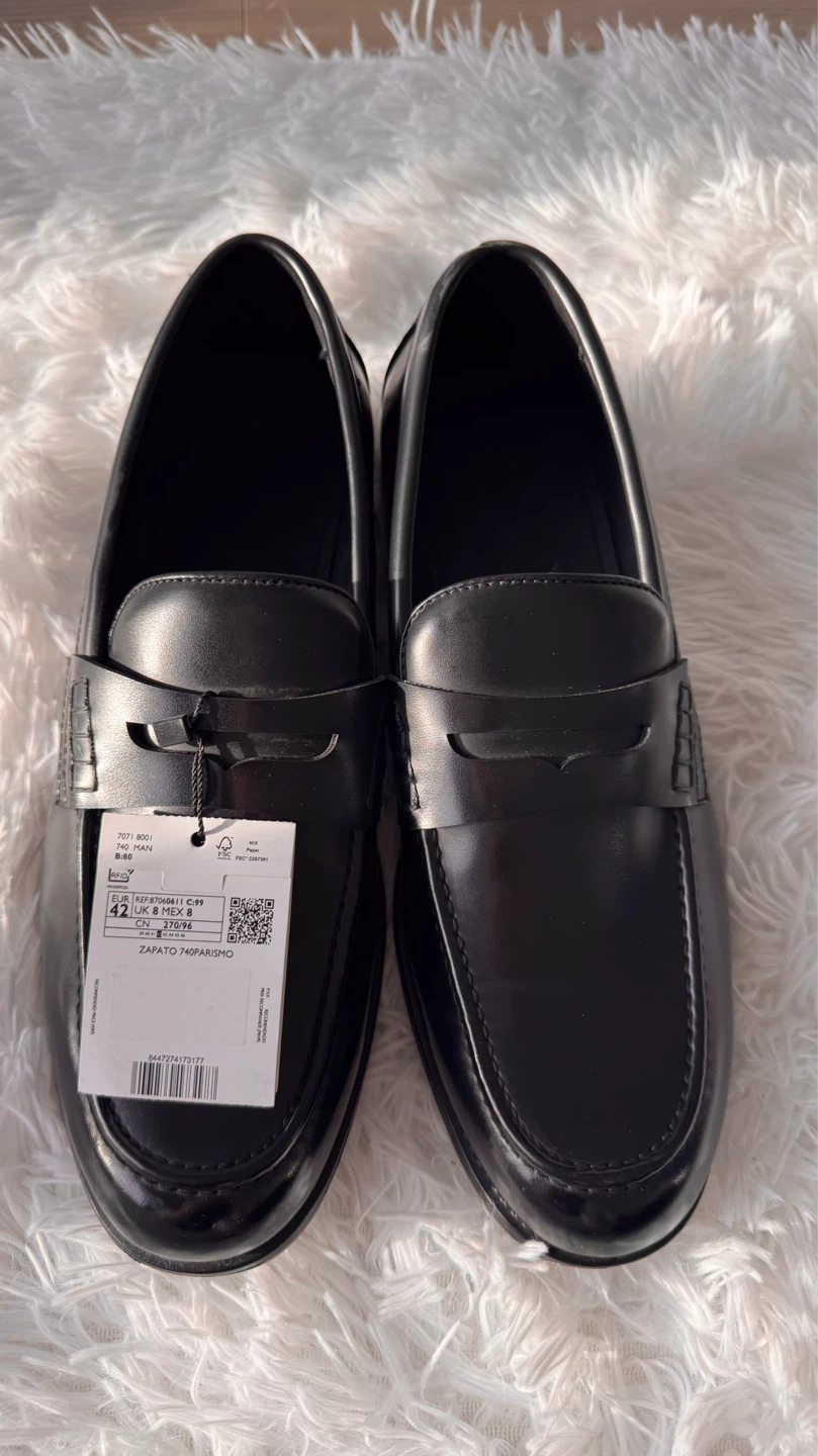 Black Nappa Leather-Effect Moccasins - Size 8.5 - photo 5