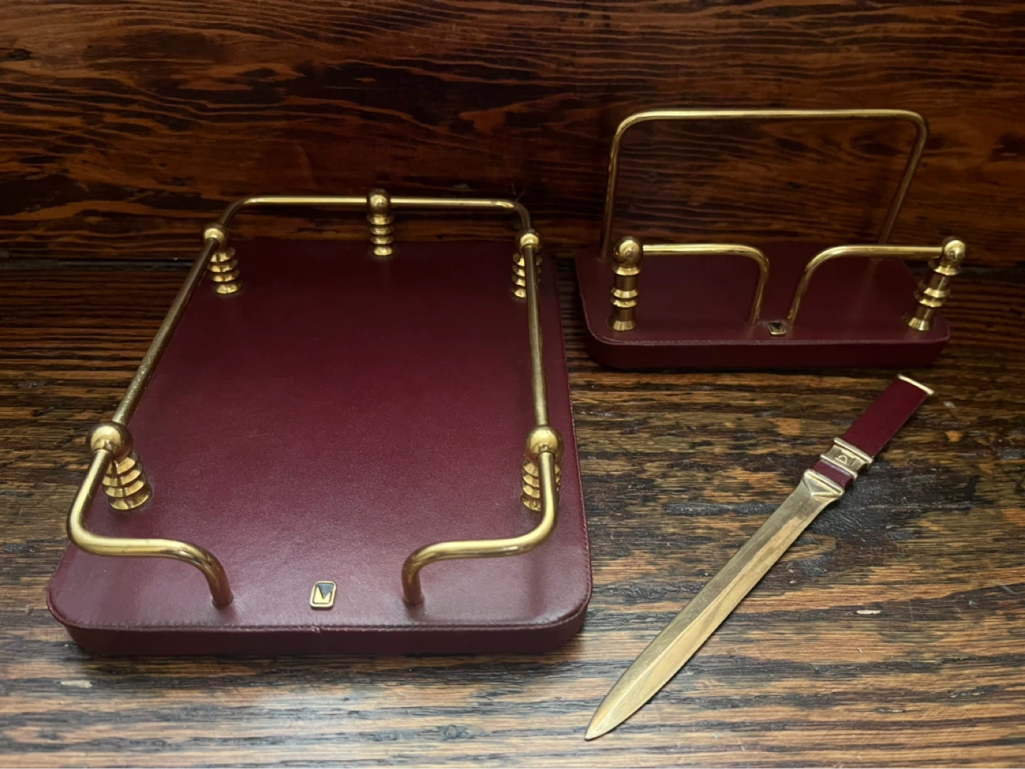Vintage desk set office collection crafted luxury leather goods