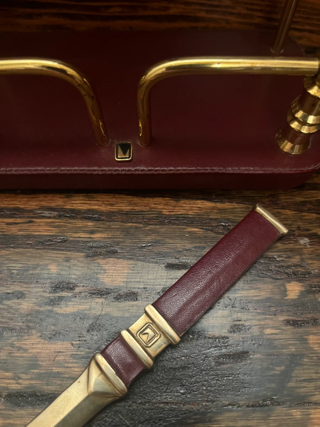 Vintage desk set office collection crafted luxury leather goods - photo 3