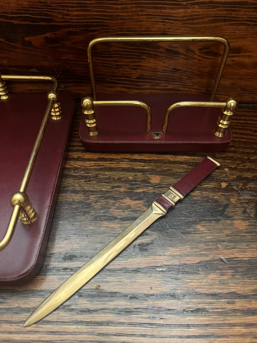 Vintage desk set office collection crafted luxury leather goods - photo 2
