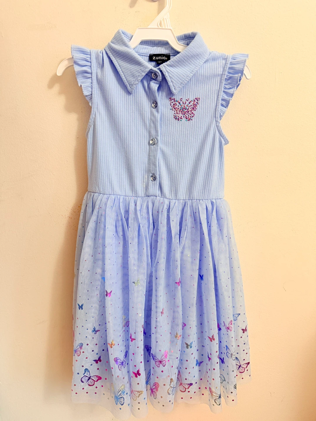 Zunie Girls Blue Butterfly Tulle Dress