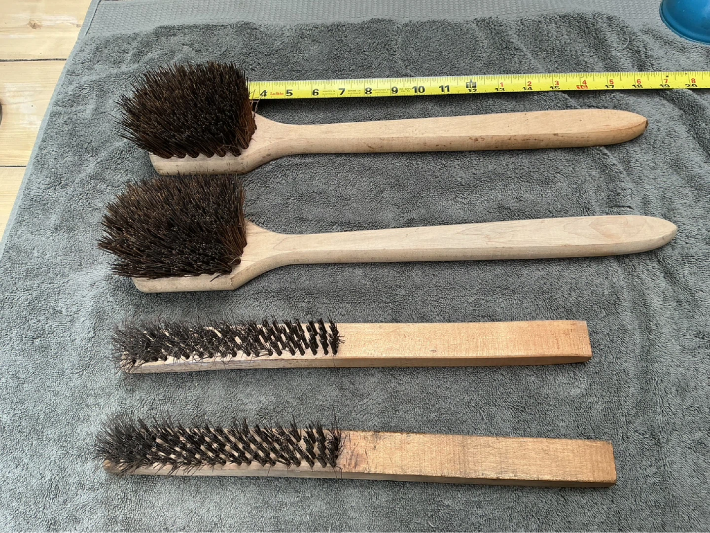 Lot of 4 Wooden Handle Wire Brushes !