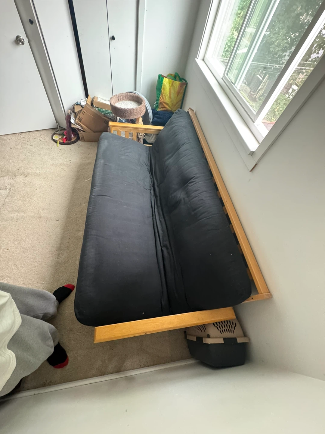 MOVING SALE! Solid Wooden IKEA Futon with Black Cussiom - photo 4