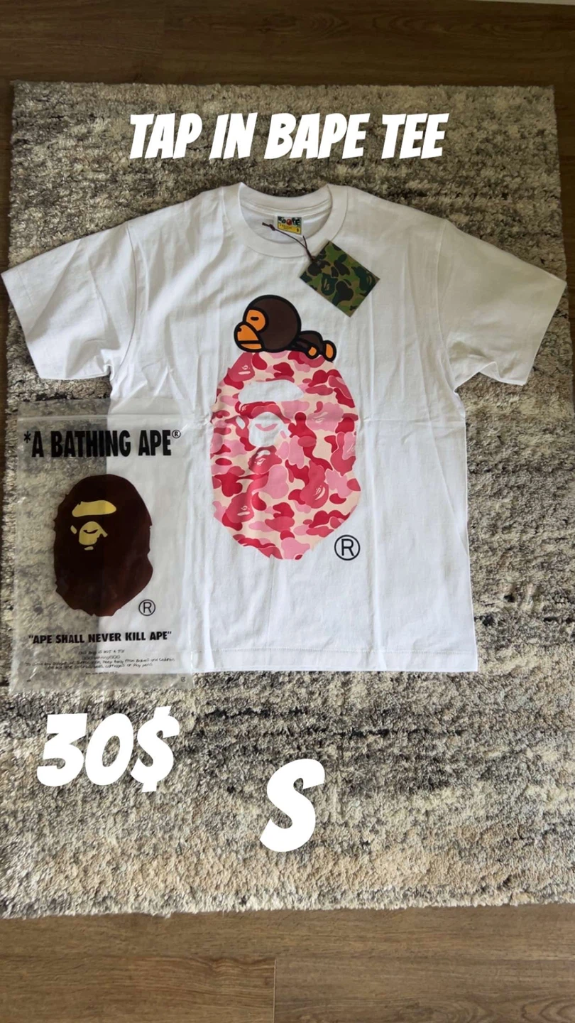 A Bathing Ape White Camo Ape Head T-Shirt Small