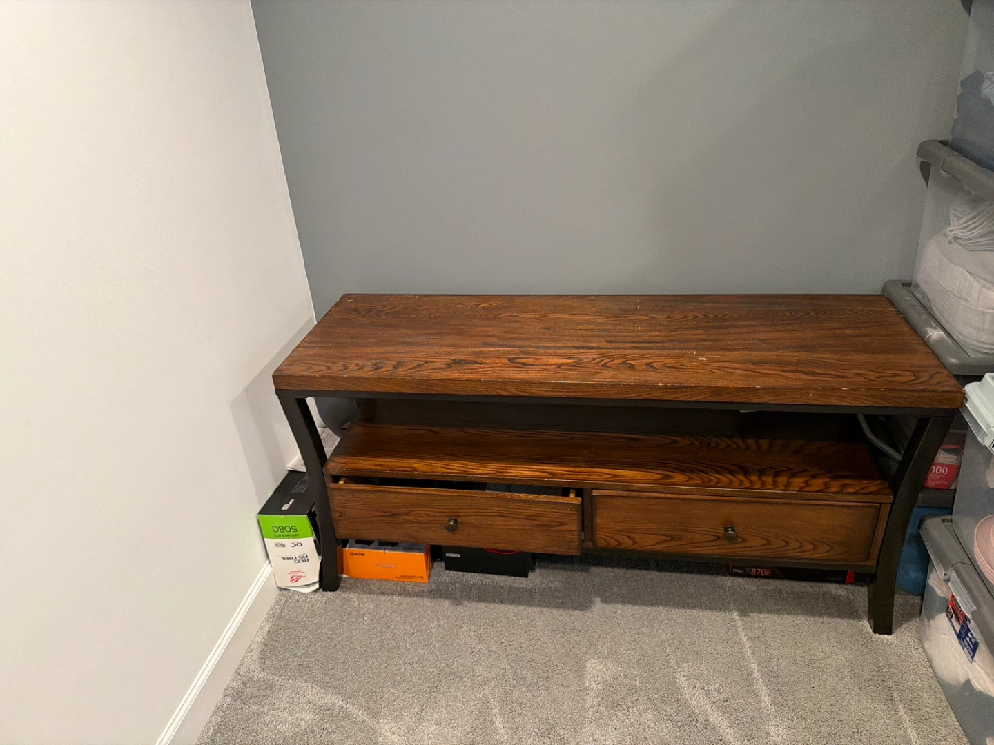 Rustic Wood TV Stand with Drawers