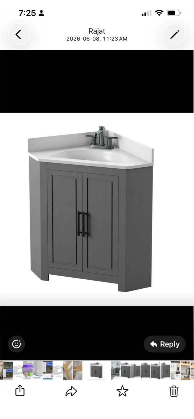 Grey Corner Bathroom Vanity with Faucet