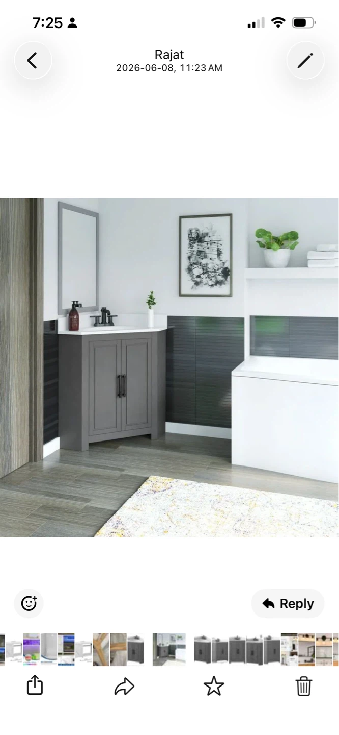 Grey Corner Bathroom Vanity with Faucet - photo 2