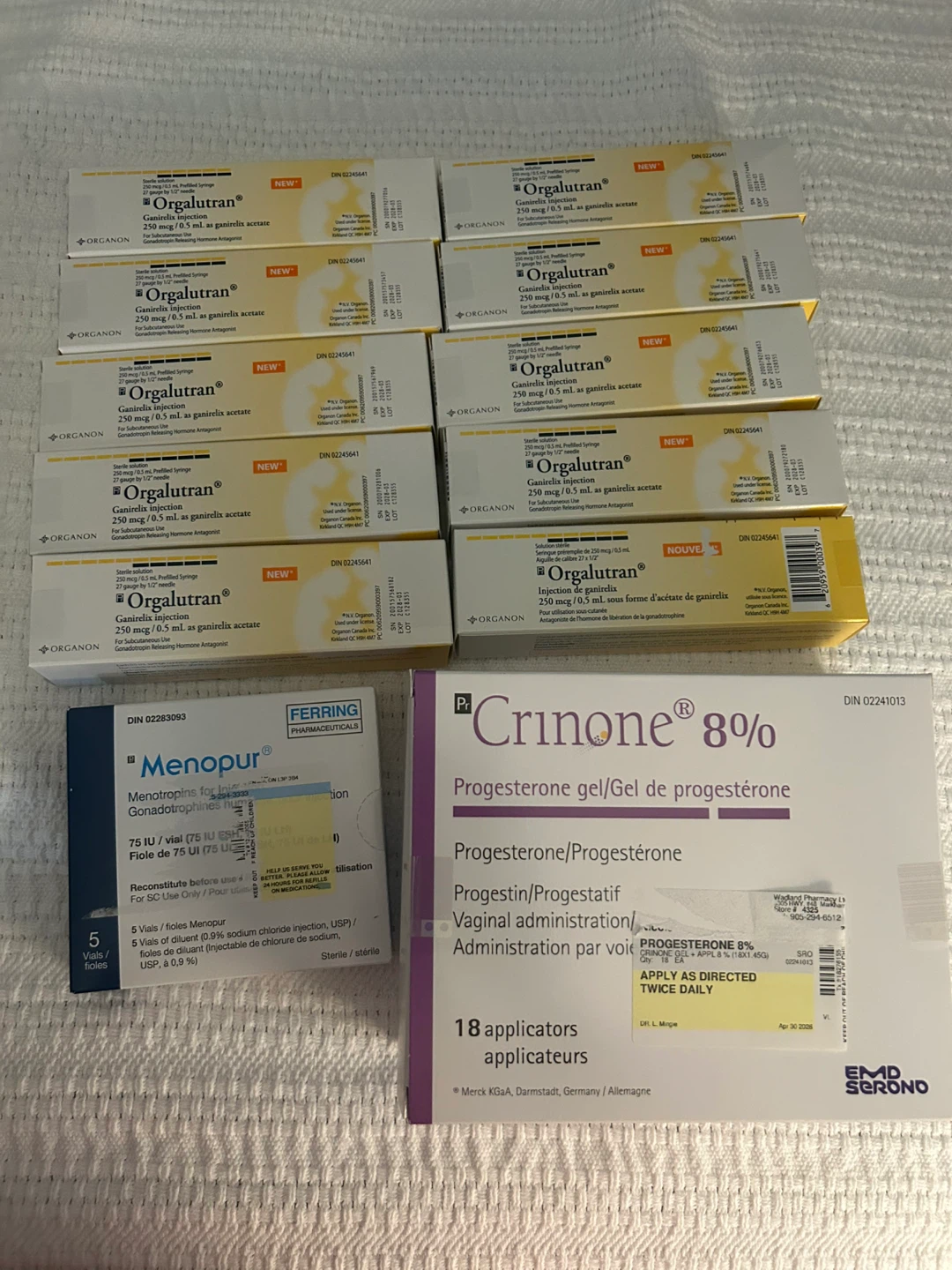 Orgalutran, Menopur + Crinone 8% IVF fertility