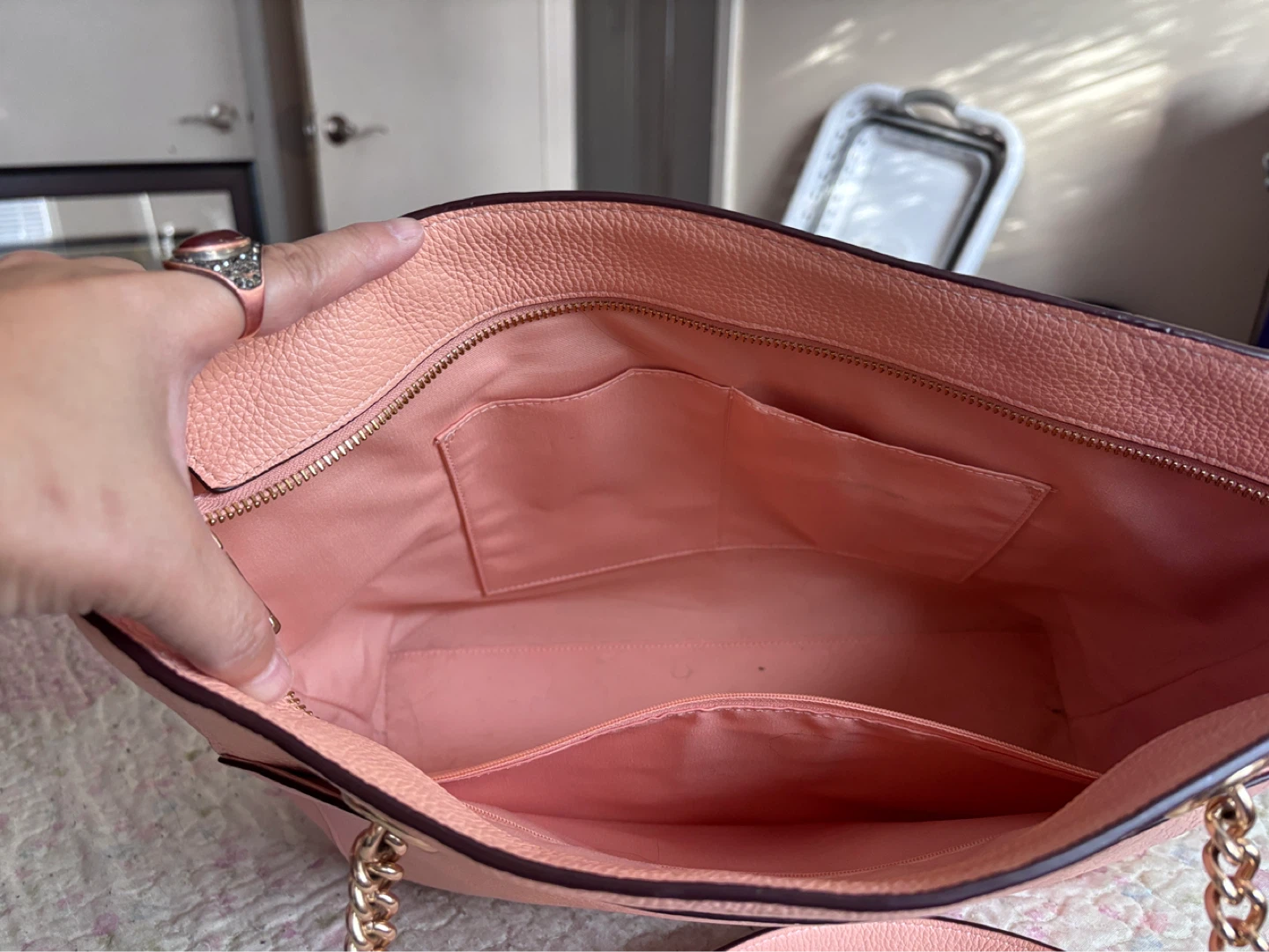 Coach Pink/ light orange Leather Tote Bag - photo 3