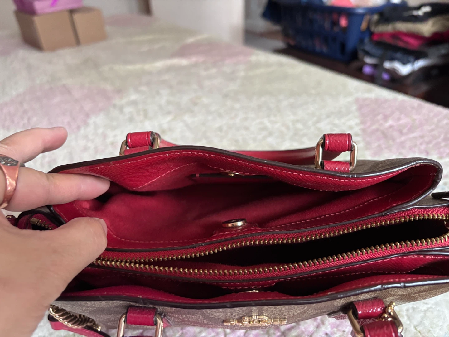 Coach Monogram Mini Satchel Handbag - Brown & Pink - photo 4