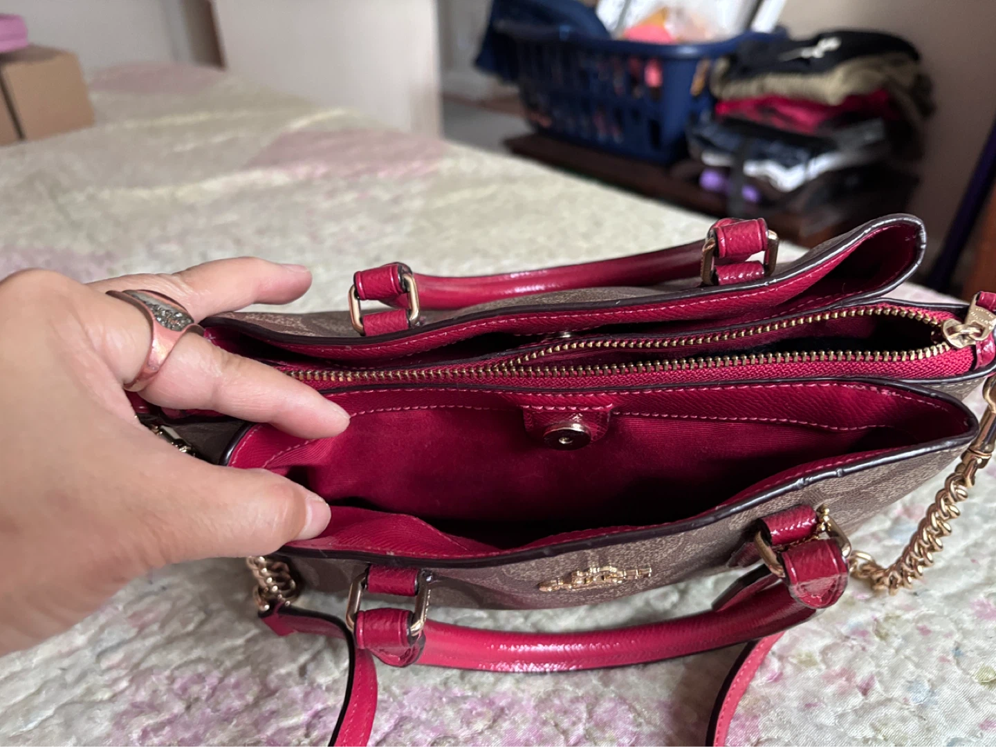 Coach Monogram Mini Satchel Handbag - Brown & Pink - photo 2