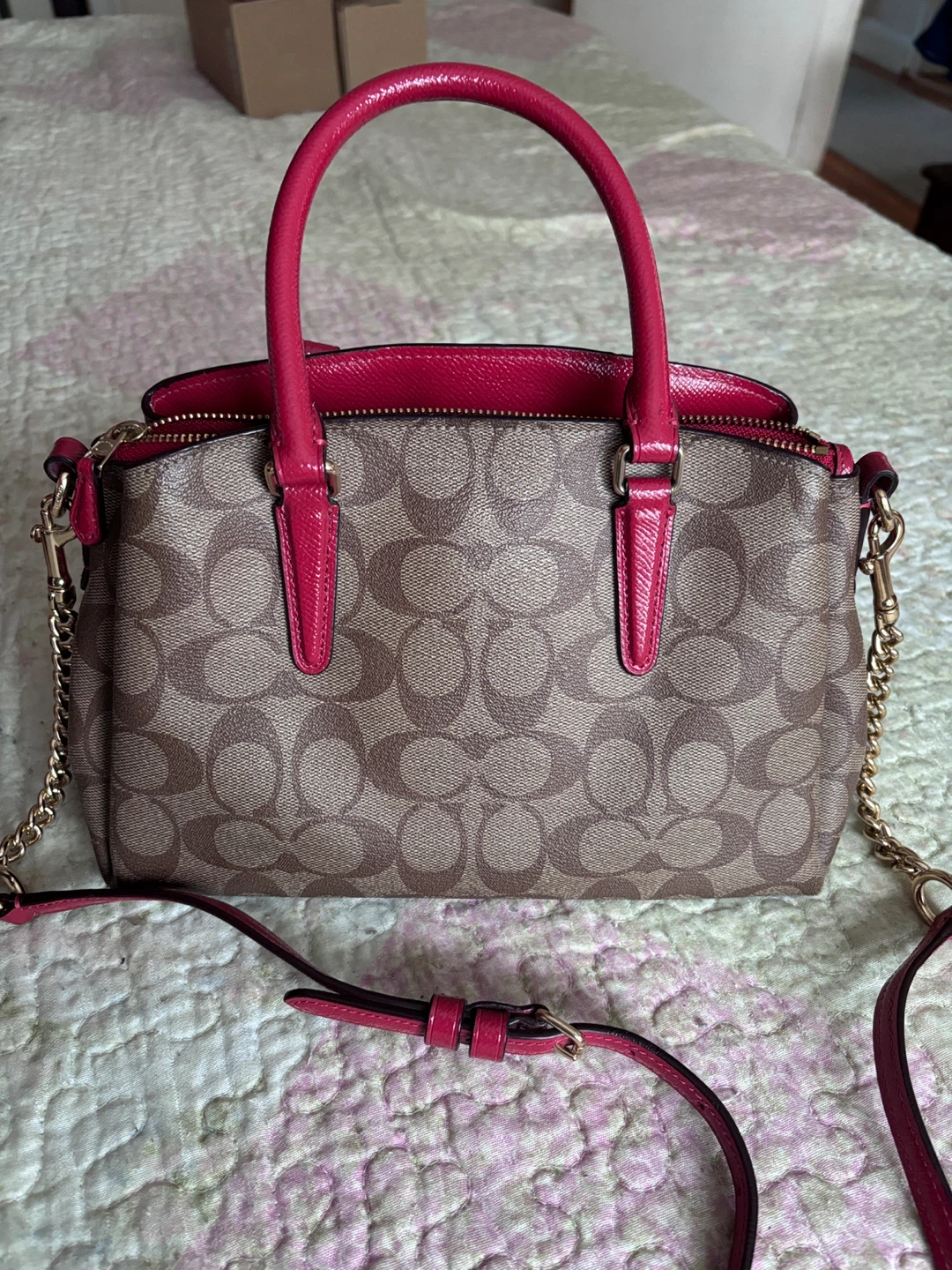 Coach Monogram Mini Satchel Handbag - Brown & Pink - photo 5