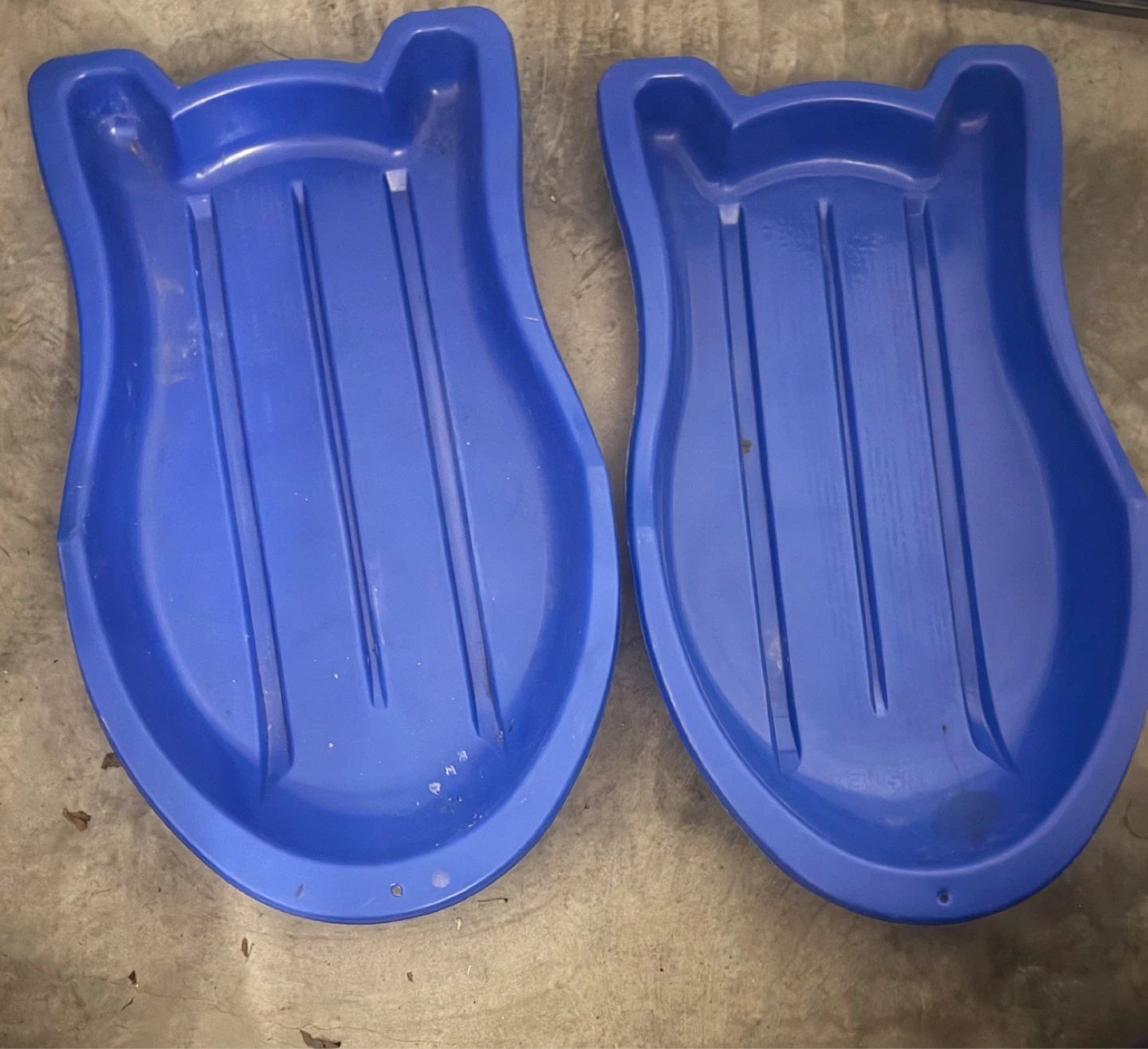Blue Plastic Toboggan Sleds - Set of 2