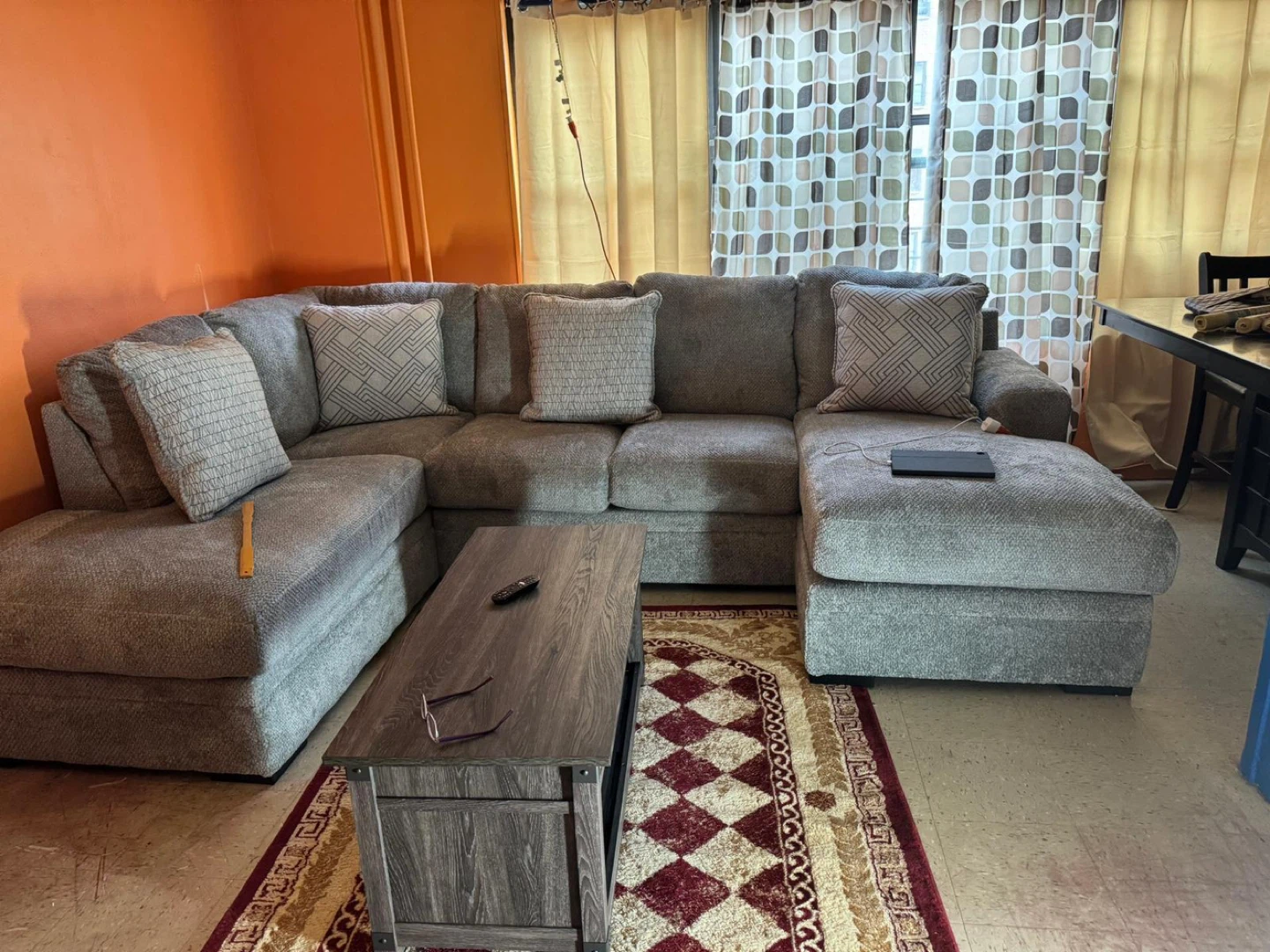 Gray Sectional Sofa with Chaise