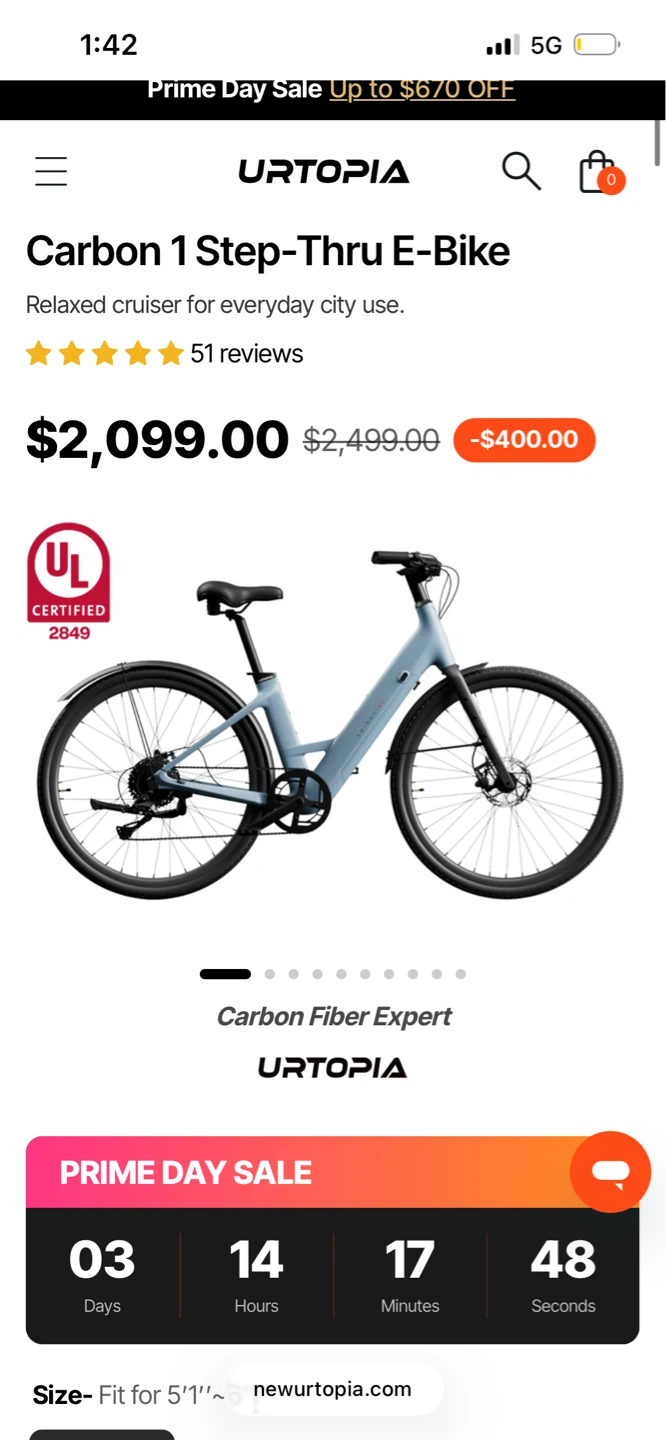 URTOPIA Carbon 1 Step-Thru E-Bike