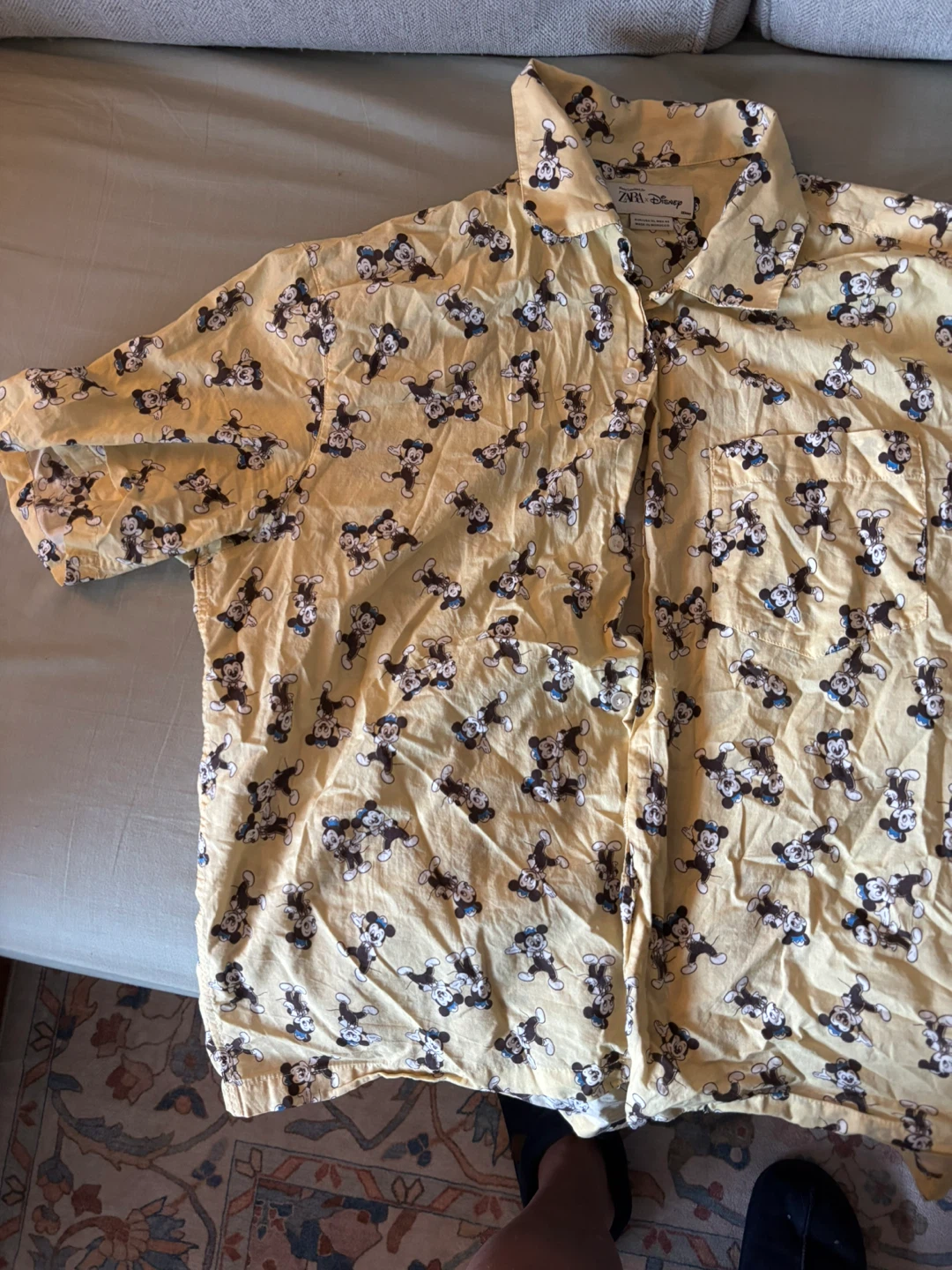 Zara Disney Mickey Mouse Print Button-Up Shirt